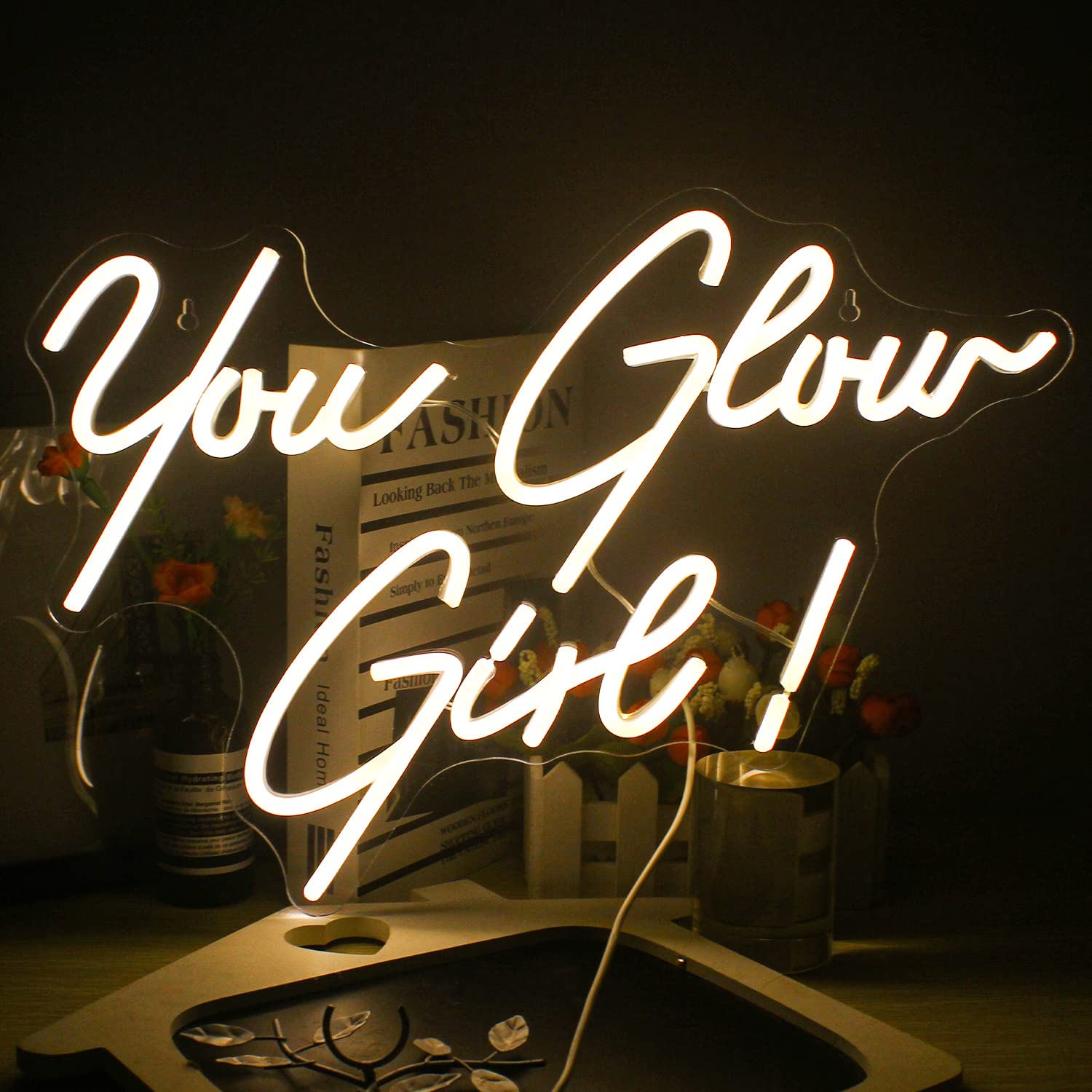 FAXFSIGN Neon Sign LED Warm White Wall Decor 12.2inx16.9in for Bedroom Wedding Party Gifts
