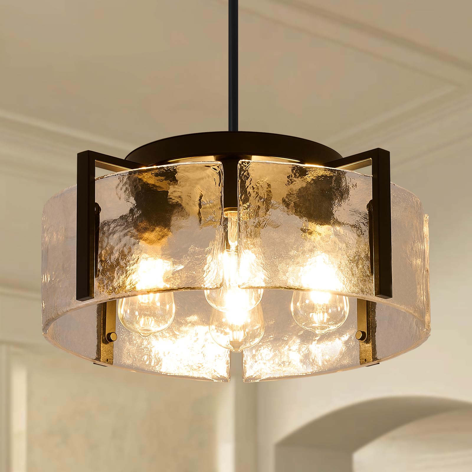 Black Chandelier for Dining Room Light Fixture  4 Light Entryway Light Fixture  Adjustable Pendant Lights Kitchen Island Modern Farmhouse Kitchen Foyer Chandelier for Entryway  Bedroom  Bathroom