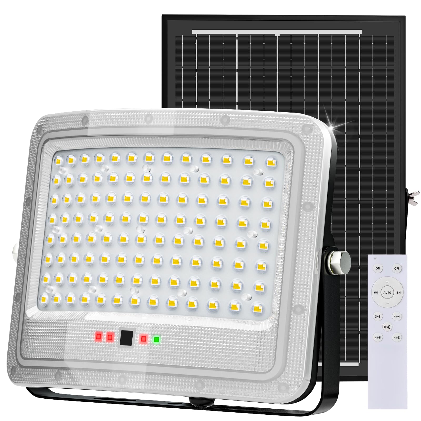 2000W Solar Flood Lights Outdoor   Solar Powered Outside Street Light Dusk To Dawn Waterproof Security Commercial Lighting With 16.4Ft Cables And Motion Sensor For Yard Garage Swimming Pool  Pathway