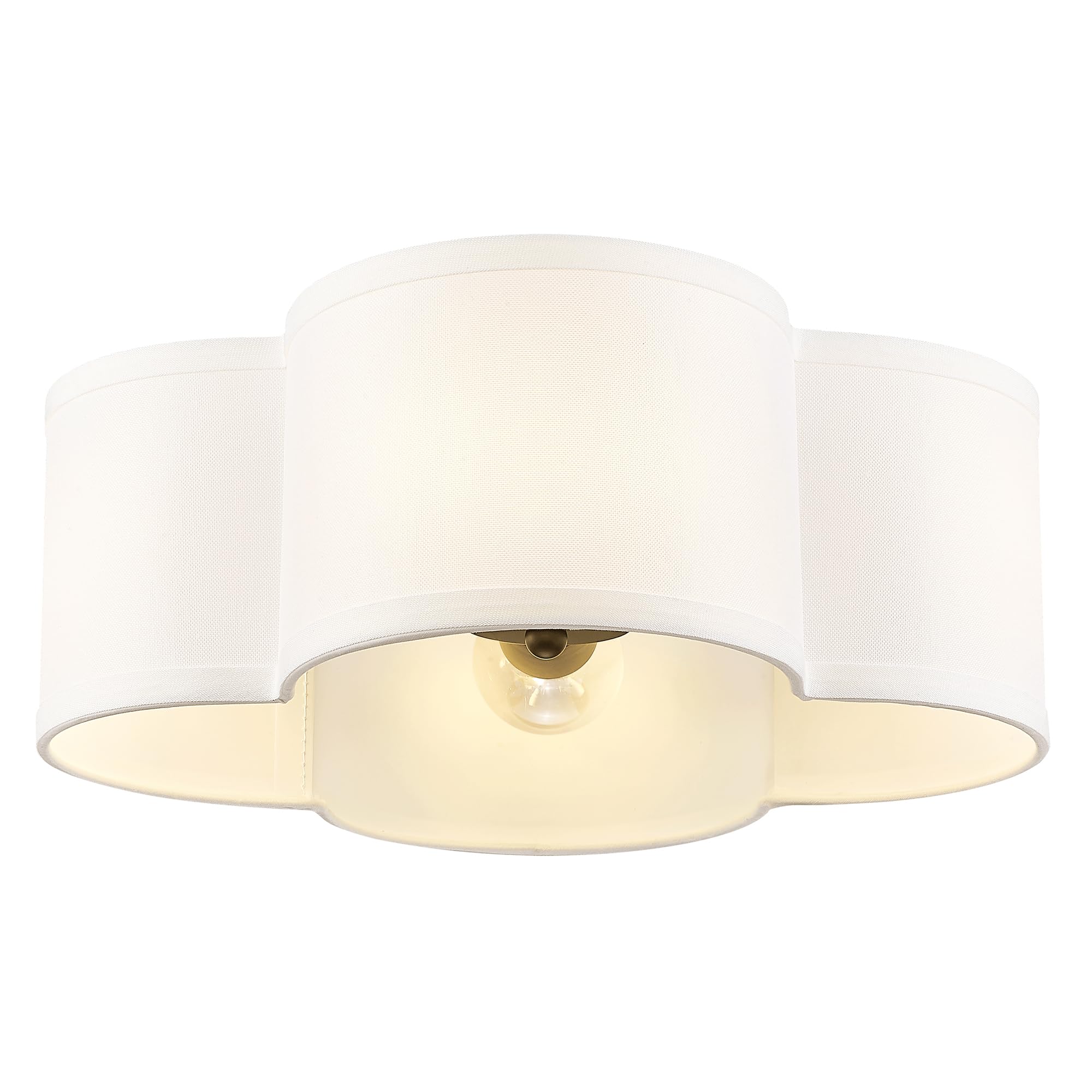 Audickic Black Flush Mount Ceiling Light, 4-Light 14Inch Light Fixtures Ceiling Mount With Fabric Shade In Quatrefoil Shape, Cei