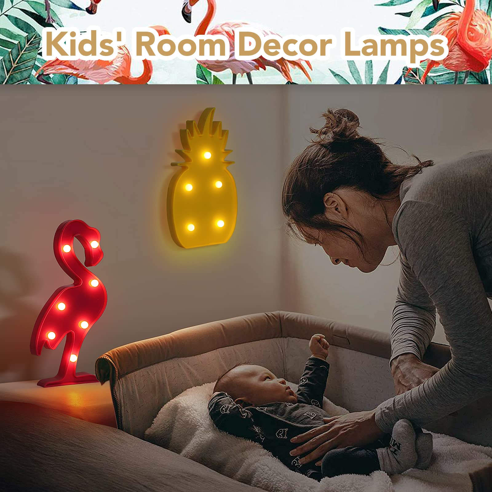 Acelist Luau Party Decorations Flamingos Pineapple Lights Tropical Hawaiian Themed Party Supplies Birthday Decor For Wall Table Desk Centerpieces