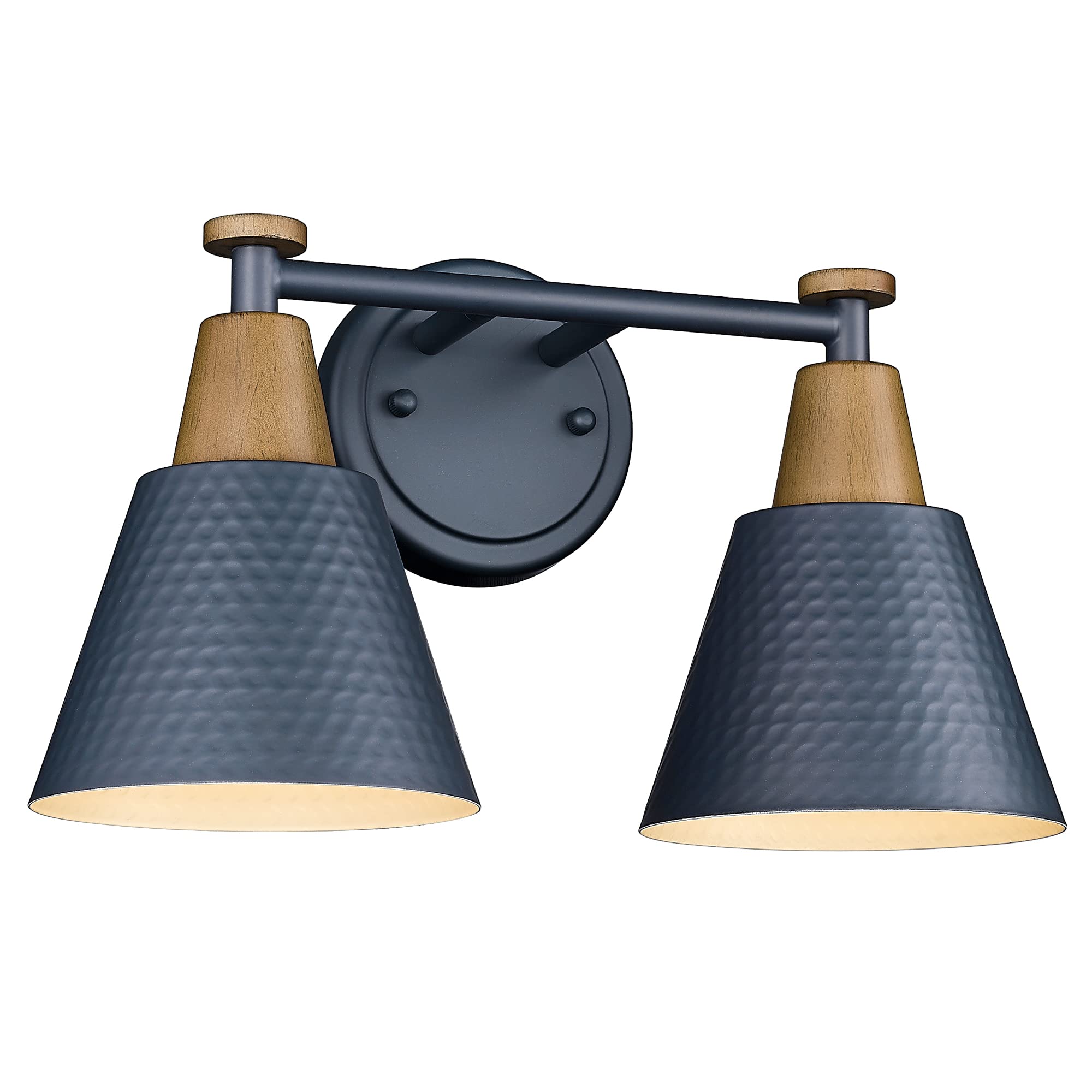 Femila 2-Light Bathroom Light Fixtures, Modern Bathroom Vanity Light With Hammered Metal Shade, Dark Blue Sconces Wall Lighting