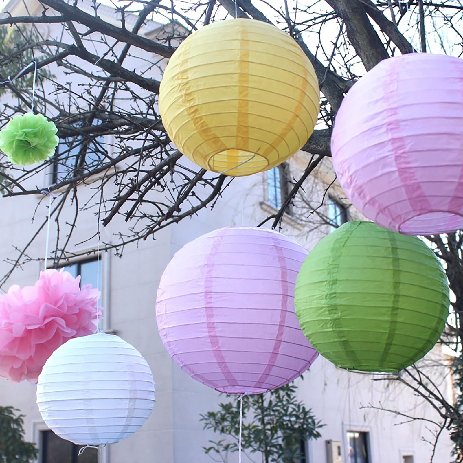 10 Pack 12" Chinese Paper Lanterns Decorative Colorful Chinese Hanging Decorations For Rainbow Party Classroom Ceiling Decoration (Multi-Color, 12-Inch, Set Of 10)