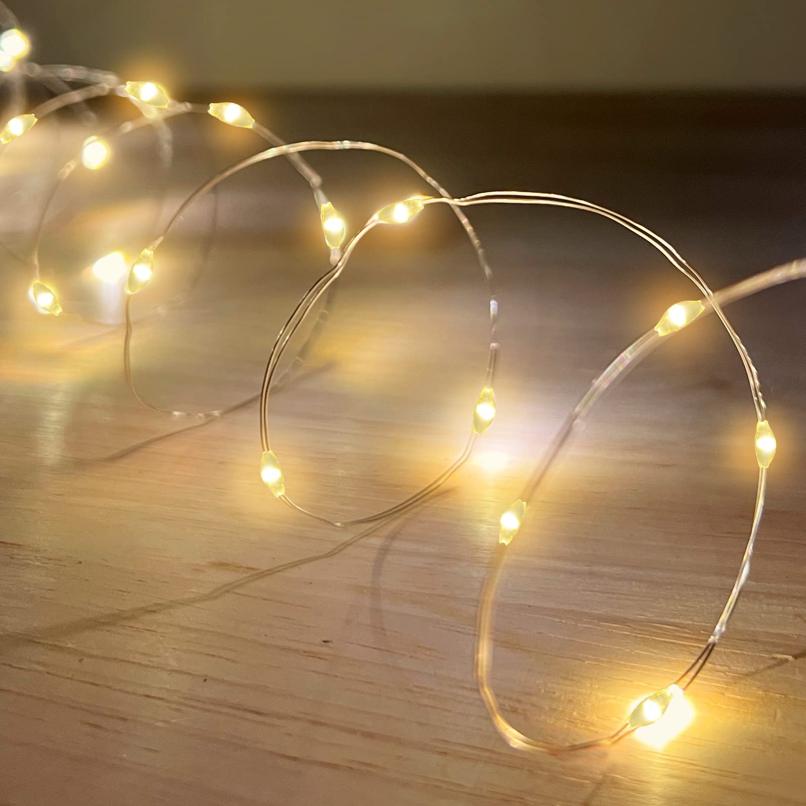 Turnmeon [ Timer ] 3 Set Fairy Lights, Total 60 Led, Warm White Battery Powered Copper Wire Fairy Lights, Decoration Outside Yard Party Home Bedroom Wedding Indoor Outdoor, 6.5 Ft 20 Led Each
