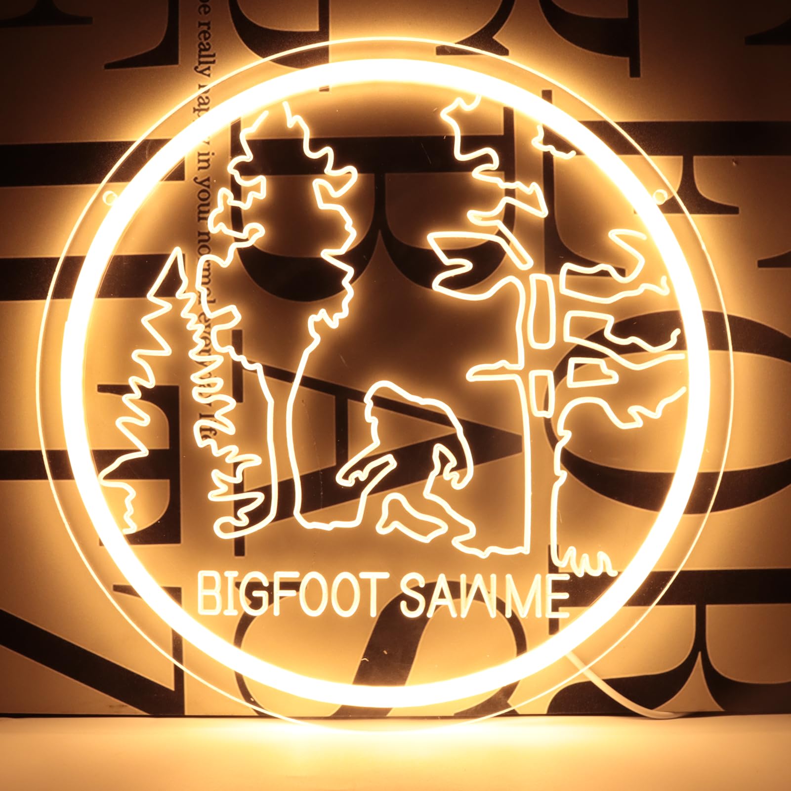 Pinlangdou Sasquatch Neon Sign Warm White Wall Decor 12.2x12.2 inches for Bedroom, Hallway, Garage, Man Cave, Kids Room