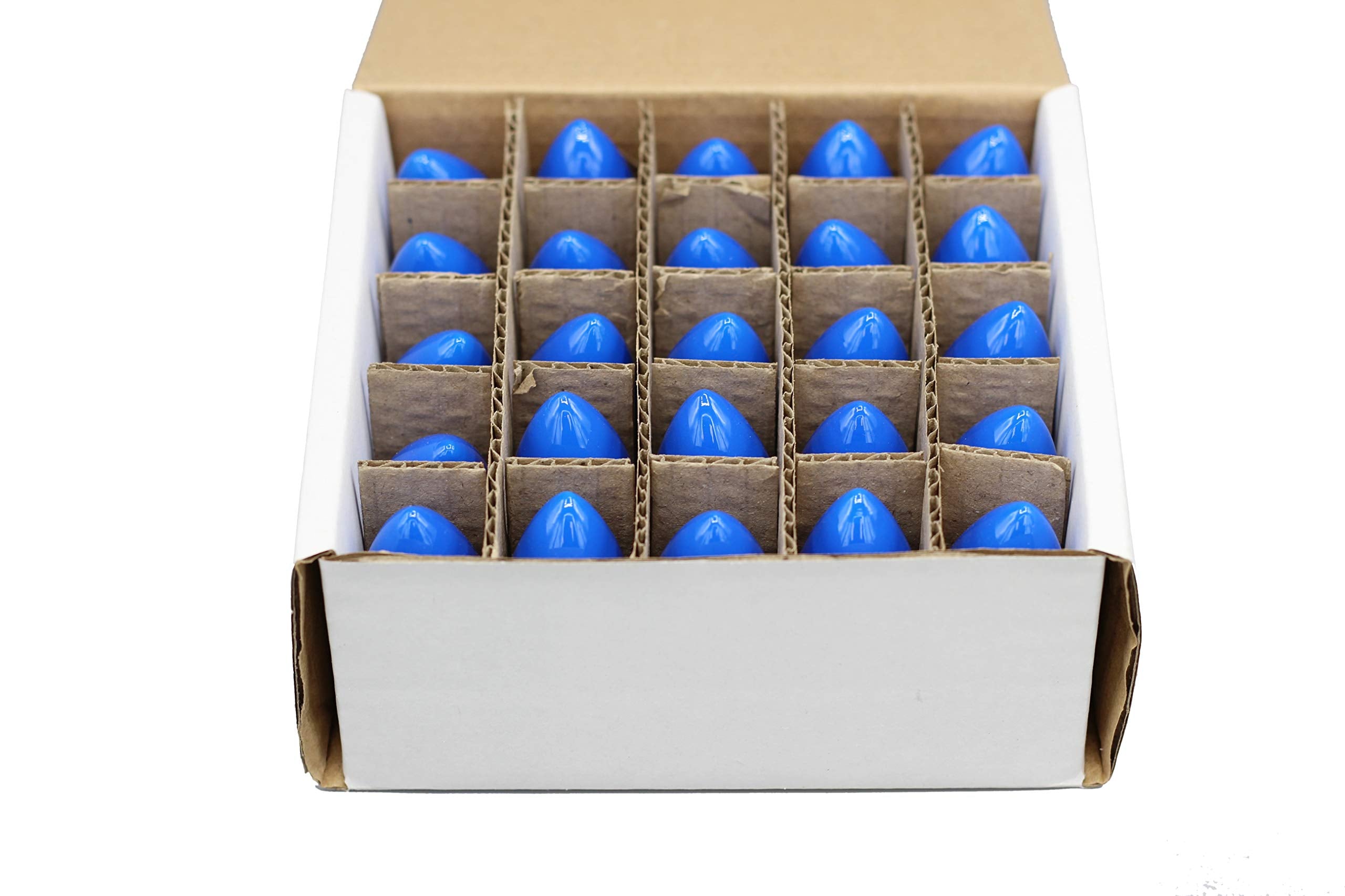 Creative Hobbies Pack Of 25 C7 Led Blue Replacement Light Bulbs, 0.7W Ceramic Led Vintage Light Bulbs For C7 Outdoor String Ligh