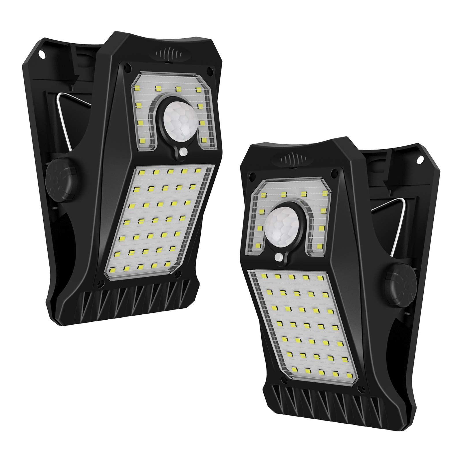 Tryme Solar Motion Sensor Lights IP65 Waterproof 45LEDs Black TR008-90L 2 Pack for Outdoor Clip Mounting