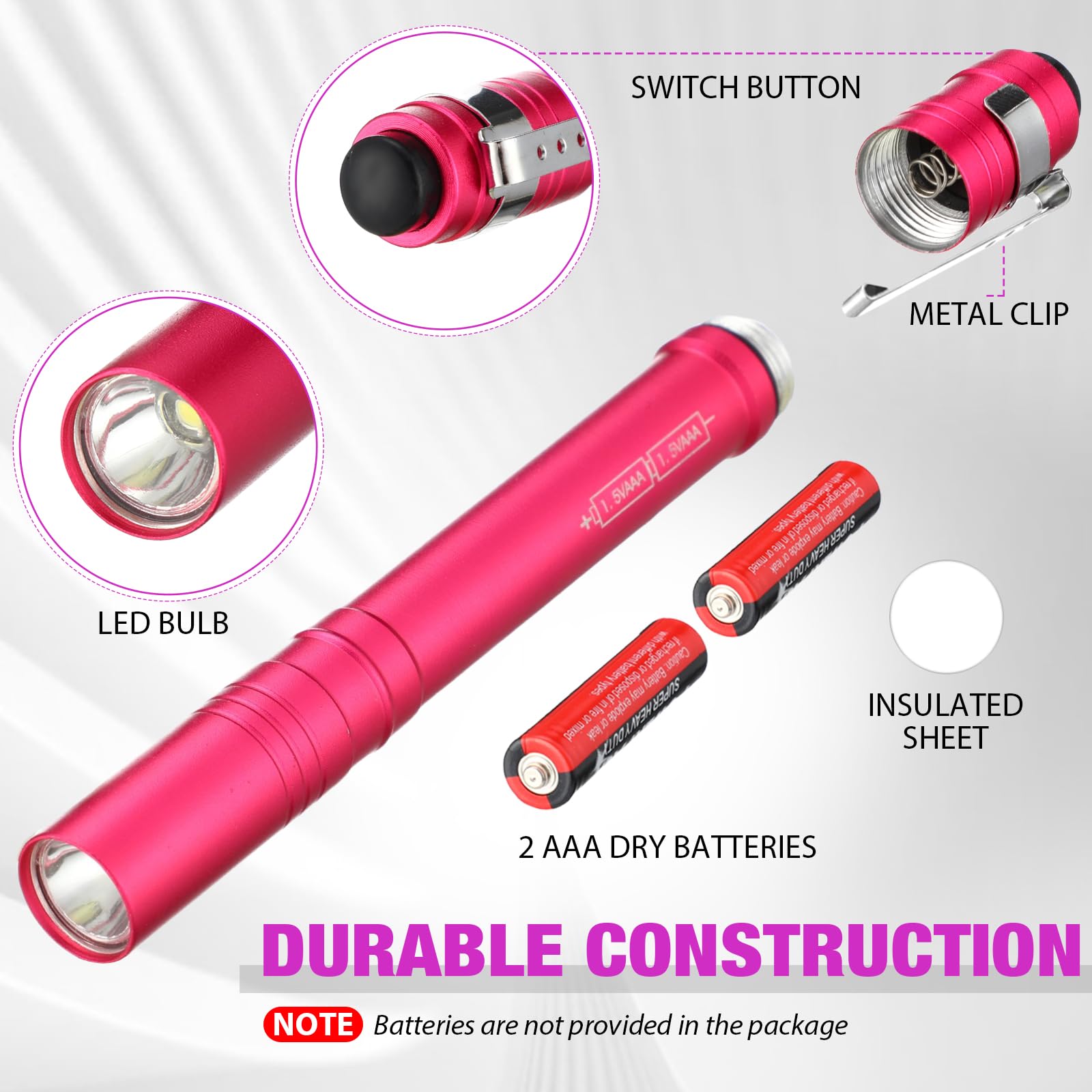 Rossesay 24 Pack Mini Pen Flashlights Bulk LED Pen Lights Aluminum Pocket Flashlights with Clips Small Handheld Torches Gifts fo