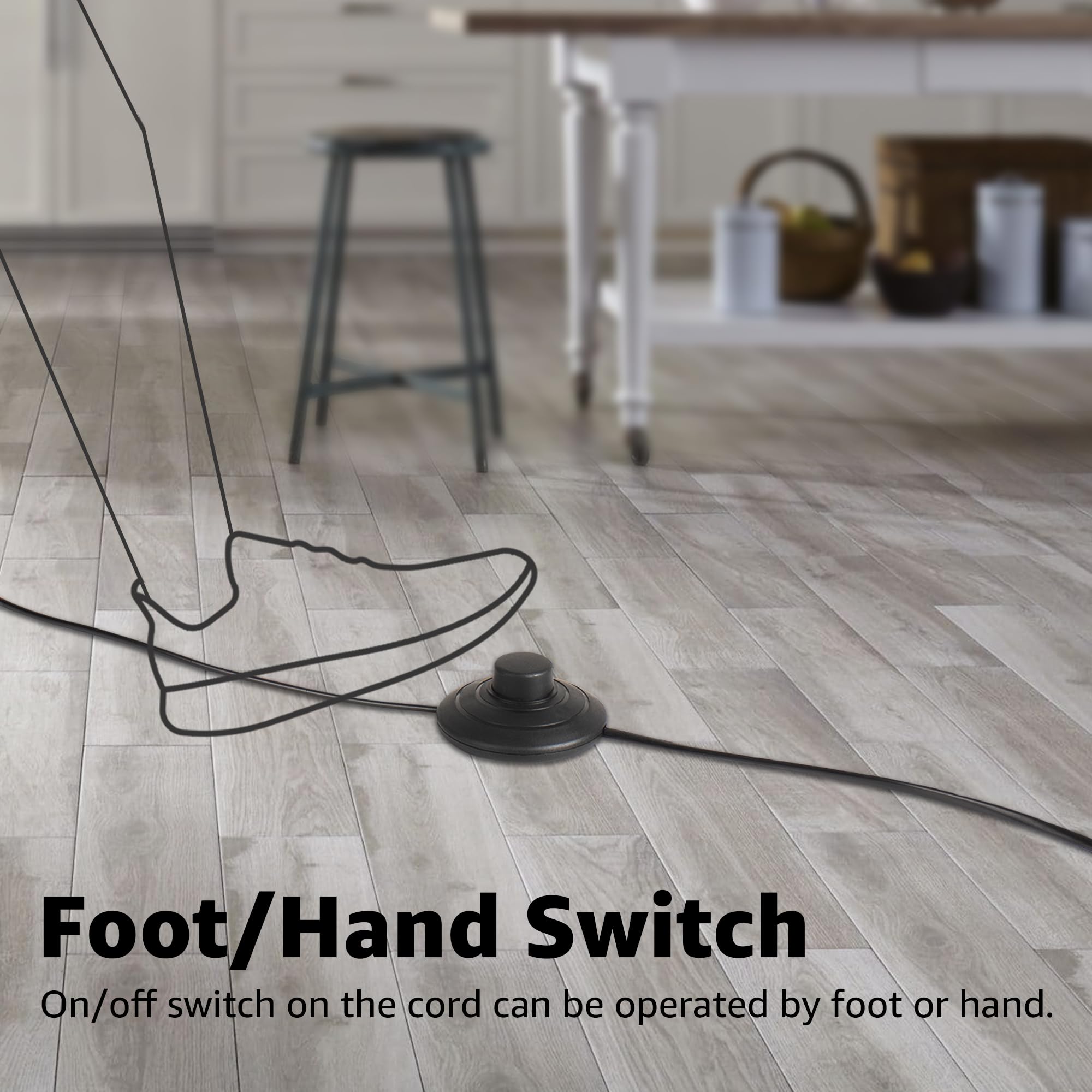 SUNVIE Up Lights Indoor Floor Can Light, 5W GU10 Bulbs, Black, 5.9 FT Cord, Model FCL01B04