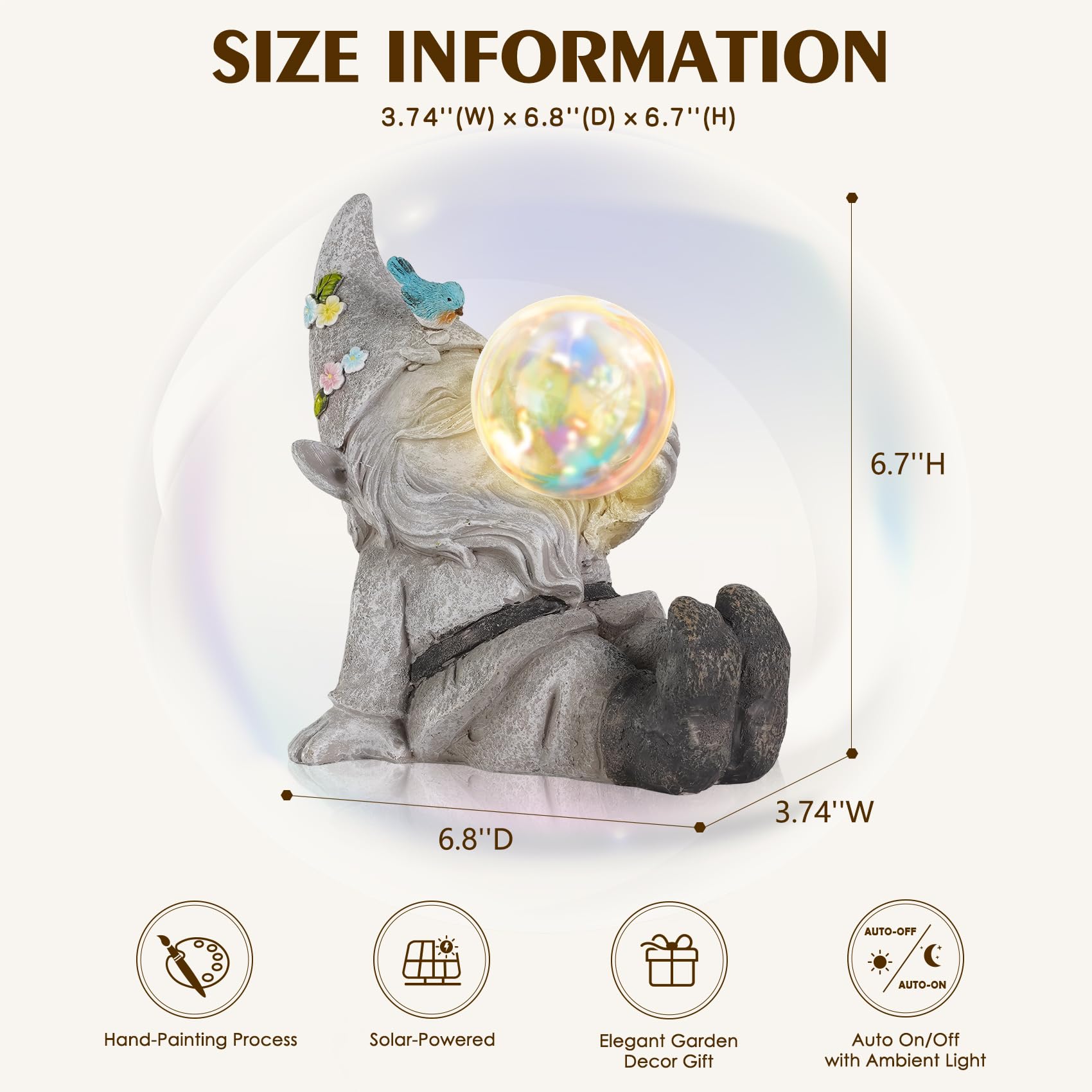 Mininova Gnomes Garden Statues Outdoor Decor With Solar Lights Waterproof Cute Ornament For Outside Patio Lawn Housewarming Gift