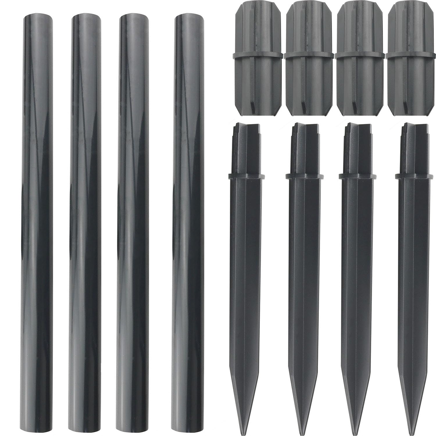4 Sets Solar Lawn Light Ground Stake Kit Flame Lamp Extension Rod Device Accessories to Make the Lighting Fixture Taller Black (