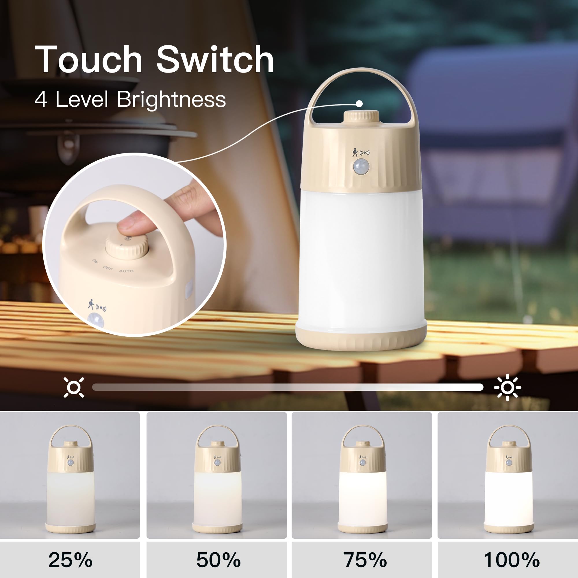 SMASOON Motion Sensor LED Night Light - Portable Cordless Lamp, 4 Brightness Levels, Apricot, Model SD-880E