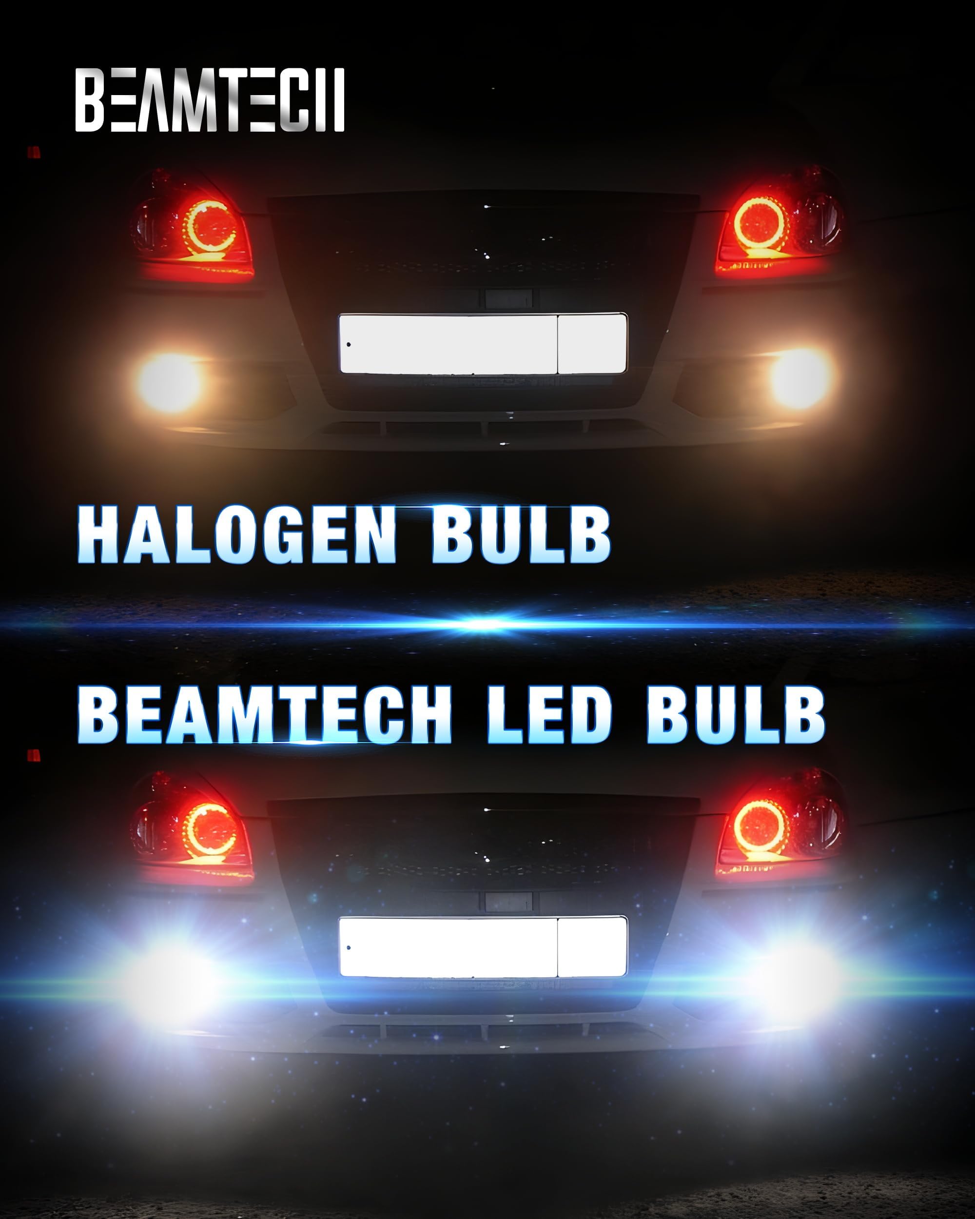 BEAMTECH 3157 LED Bulbs - 6500K White, Super Bright Reverse Lights for Tail, Brake, and Back Up, Pack of 2