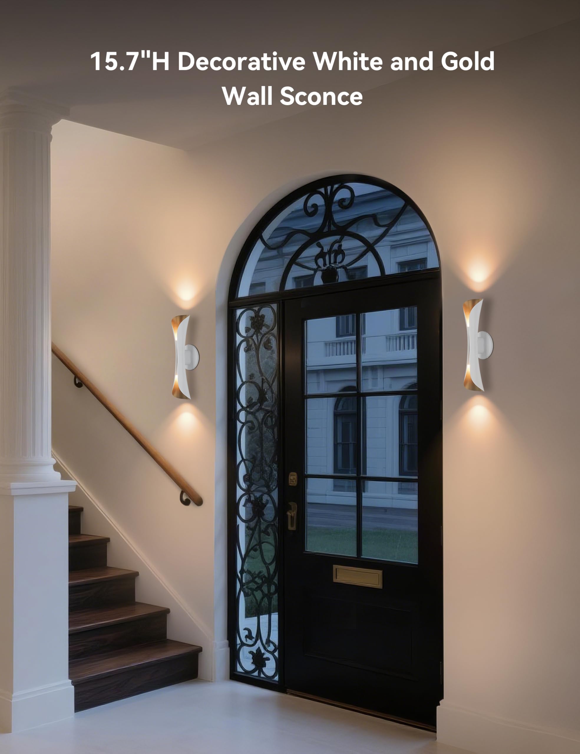 Tubicen Wall Sconce Up And Down Wall Light Indoor Dimmable E12 Home Theater Sconces Wall Lighting 15.7 H Sleek Modern Wall Lights For Living Room Bedroom Stairway Hardwired