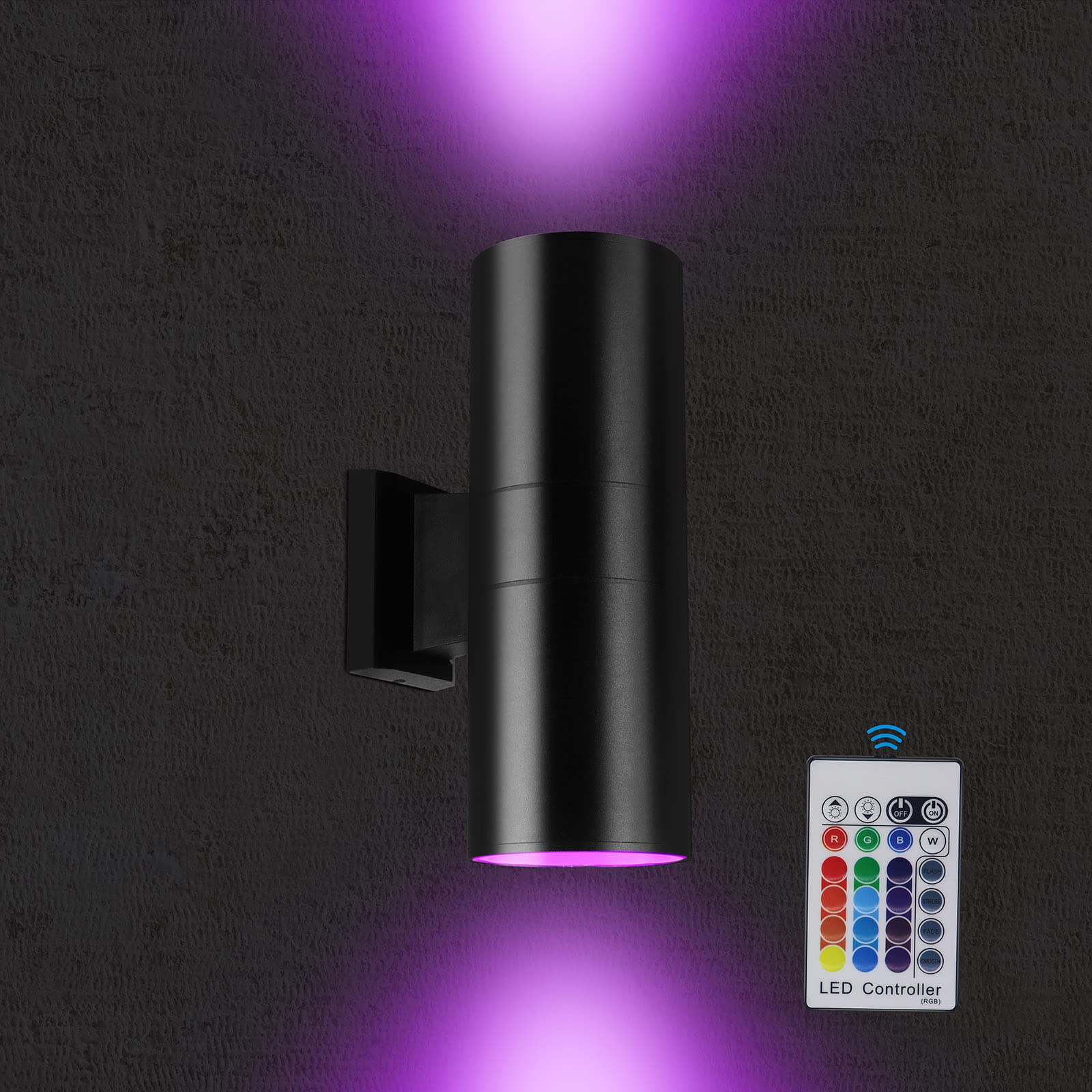 Yasotek RGBW Outdoor Wall Lights, IP65 Waterproof, 48W LED Landscape Lighting, RF Remote Control, Aluminum, 1 Pack