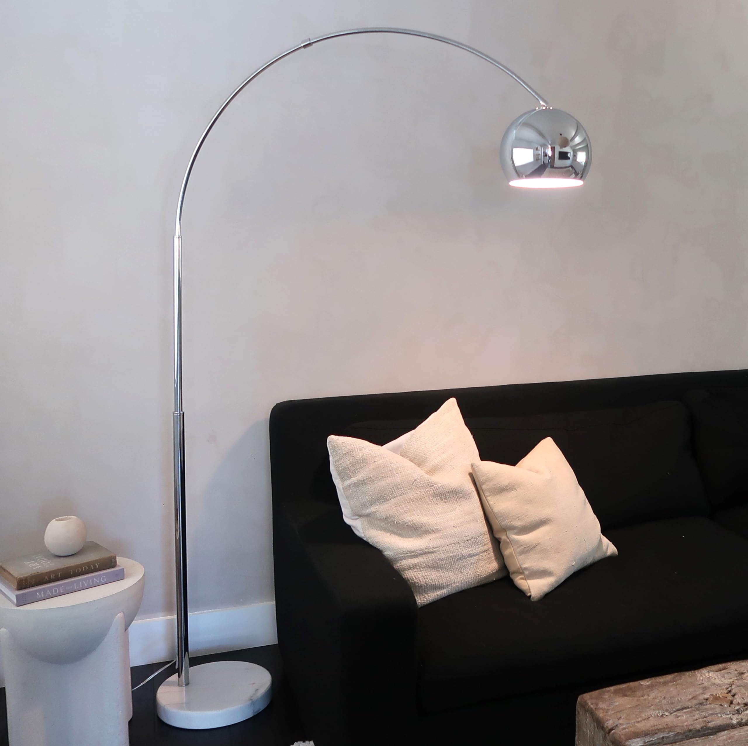 Brightech Olivia Floor Lamp, Arc Lamp For Living Rooms, Standing Lamp With Led Light Bulbs For Bedroom Reading, Great Living Roo