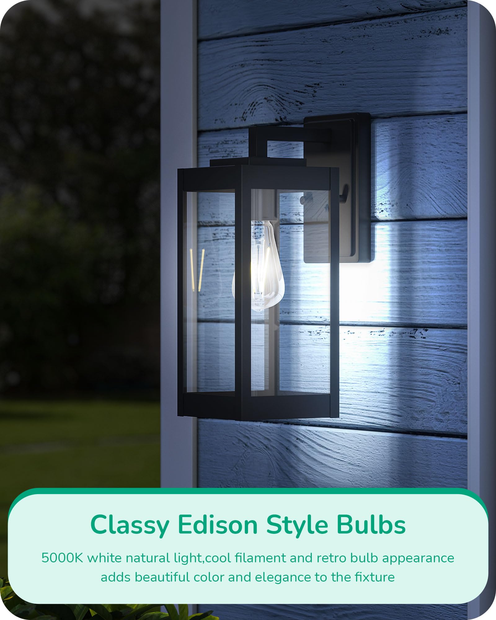 EDISHINE 6 Pack Dusk to Dawn LED Outdoor Light Bulb, Vintage Styled ST64 LED Edison Filament Bulb, 700LM 5000K Daylight White wi