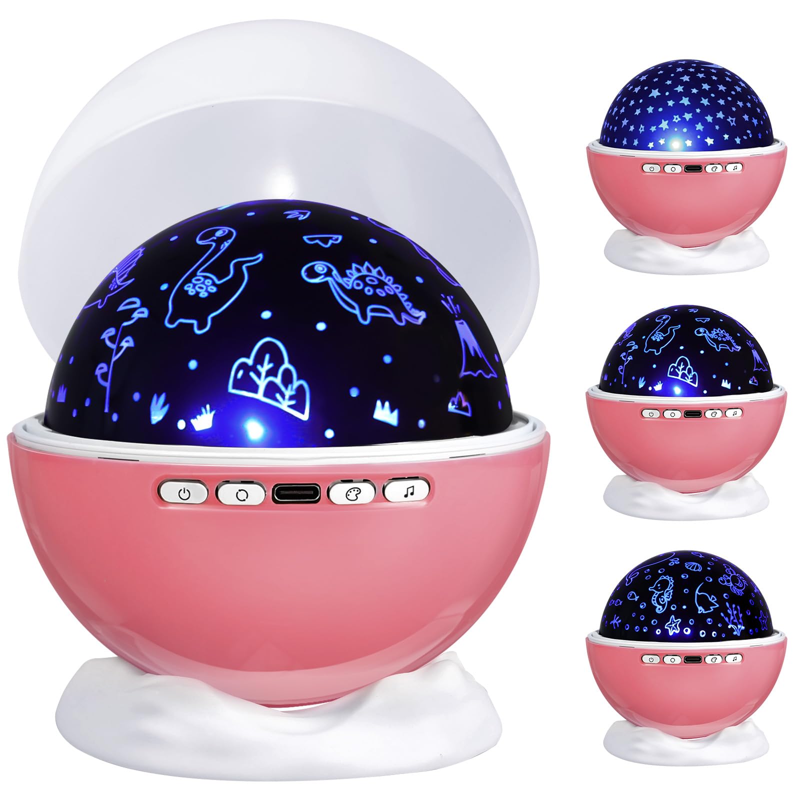 Kids Star Night Light, Night Light Projector,Nebula Star Projector 360 Degree Rotation - 6 LED Bulbs 18 Light Color Changing wit