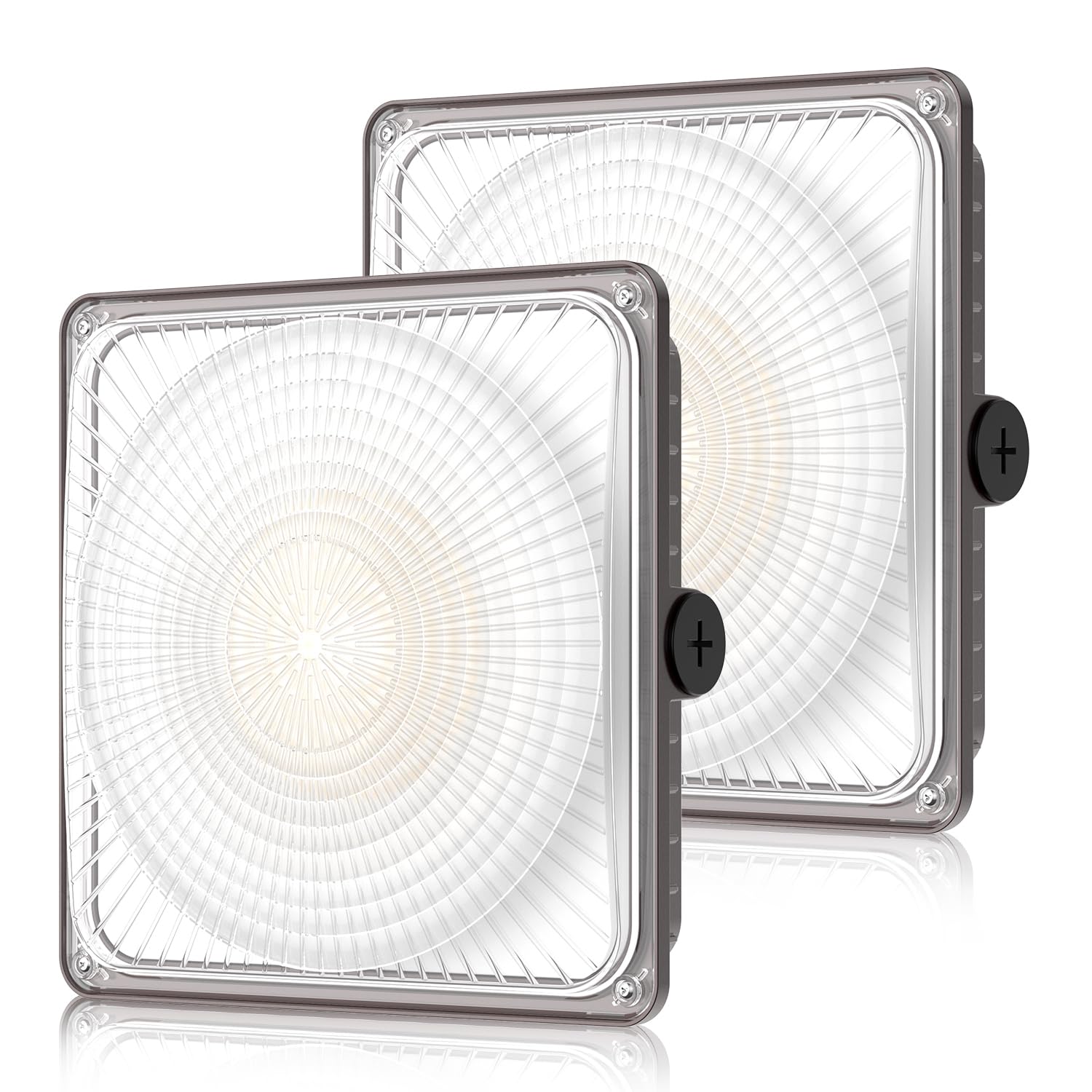 DEMILARE 60W LED Canopy Lights 2Pack, Selectable Wattage 60/45/30W 3CCT 3000/4000/5000K, IP65 ETL Listed Commercial Canopy Light