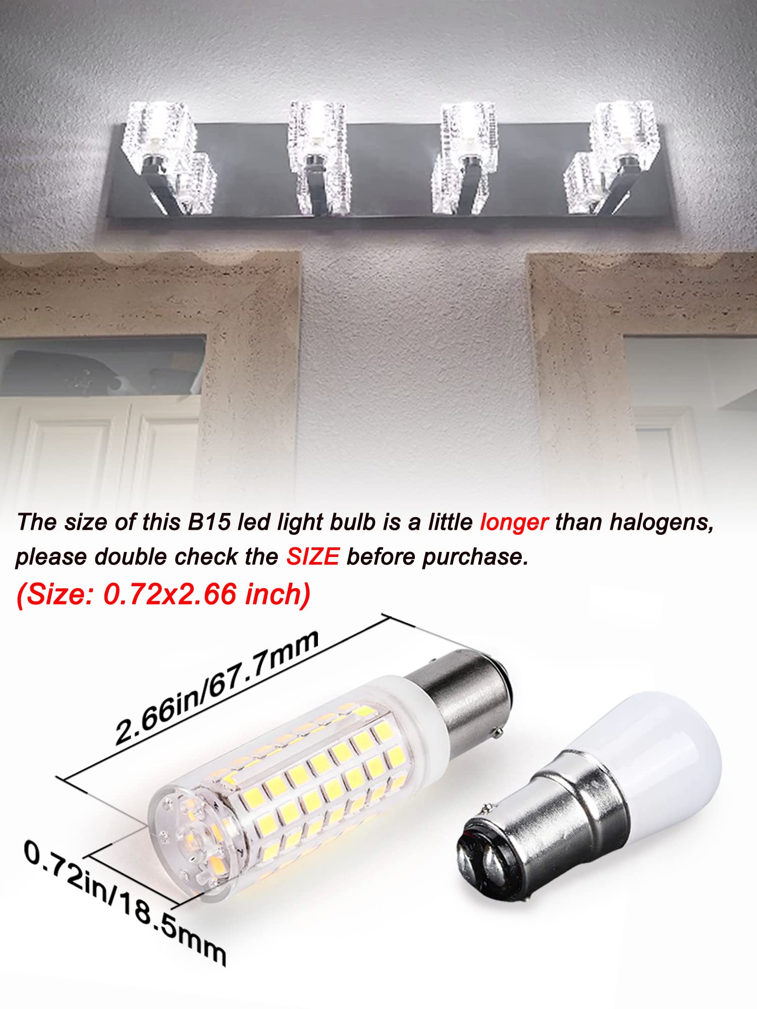 Ziomitus Dimmable BA15D LED Bulbs 6W 6000K Daylight, 5-Pack, Double Contact Bayonet Base for Sewing Machine Wall Light