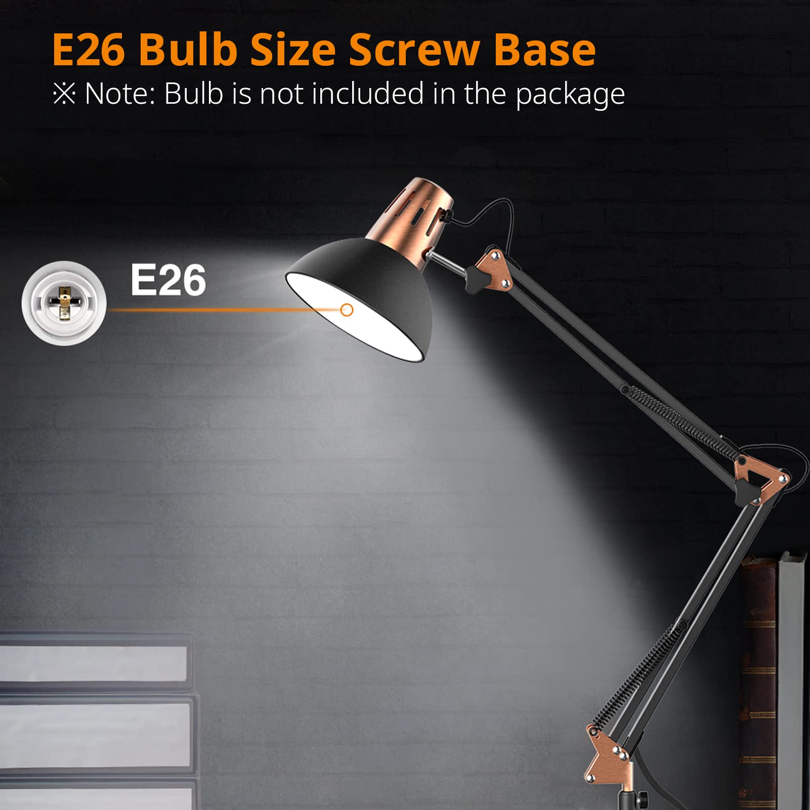LEPOWER Adjustable Metal Floor Lamp - Eye-Caring Reading Lamp with On/Off Switch, Sand Black, Model UF2006