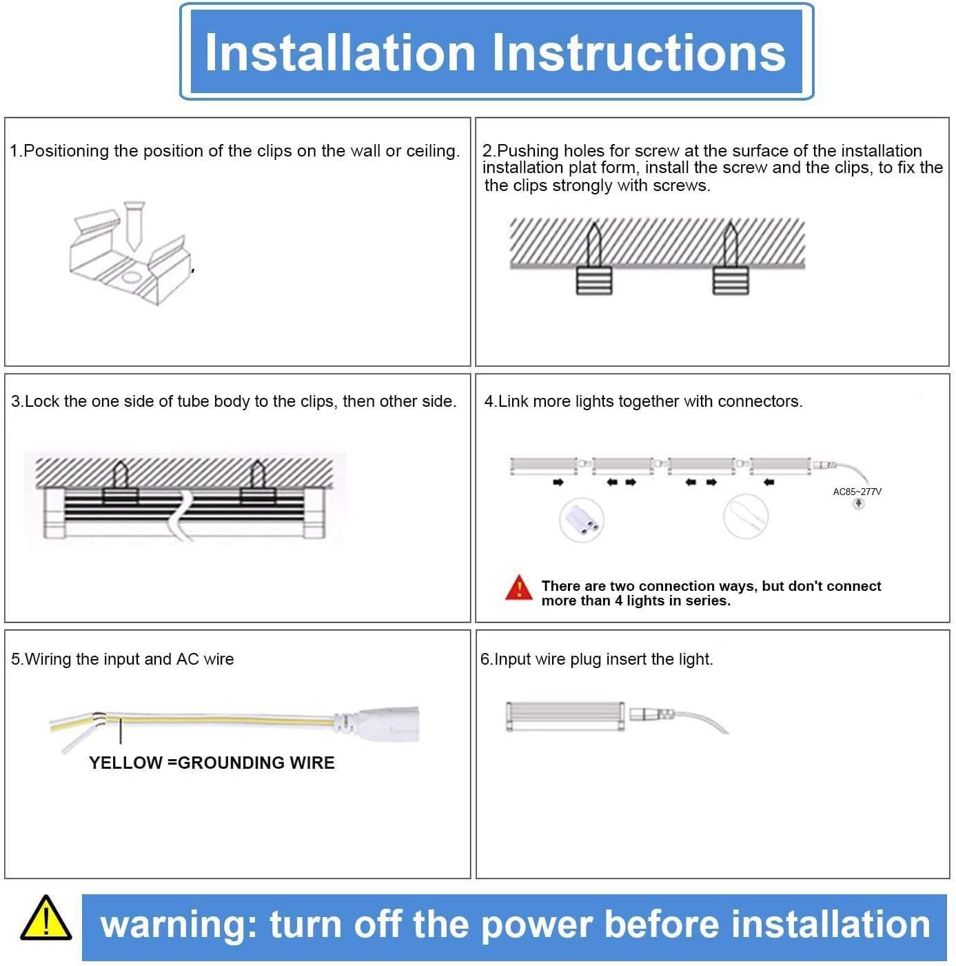 10Pack 4Ft Led Shop Light - 50W 8000Lm 6500K Linkable Clear Cover T8 Led Tube Light For Workshop, Warehouse, Basement - Plug And