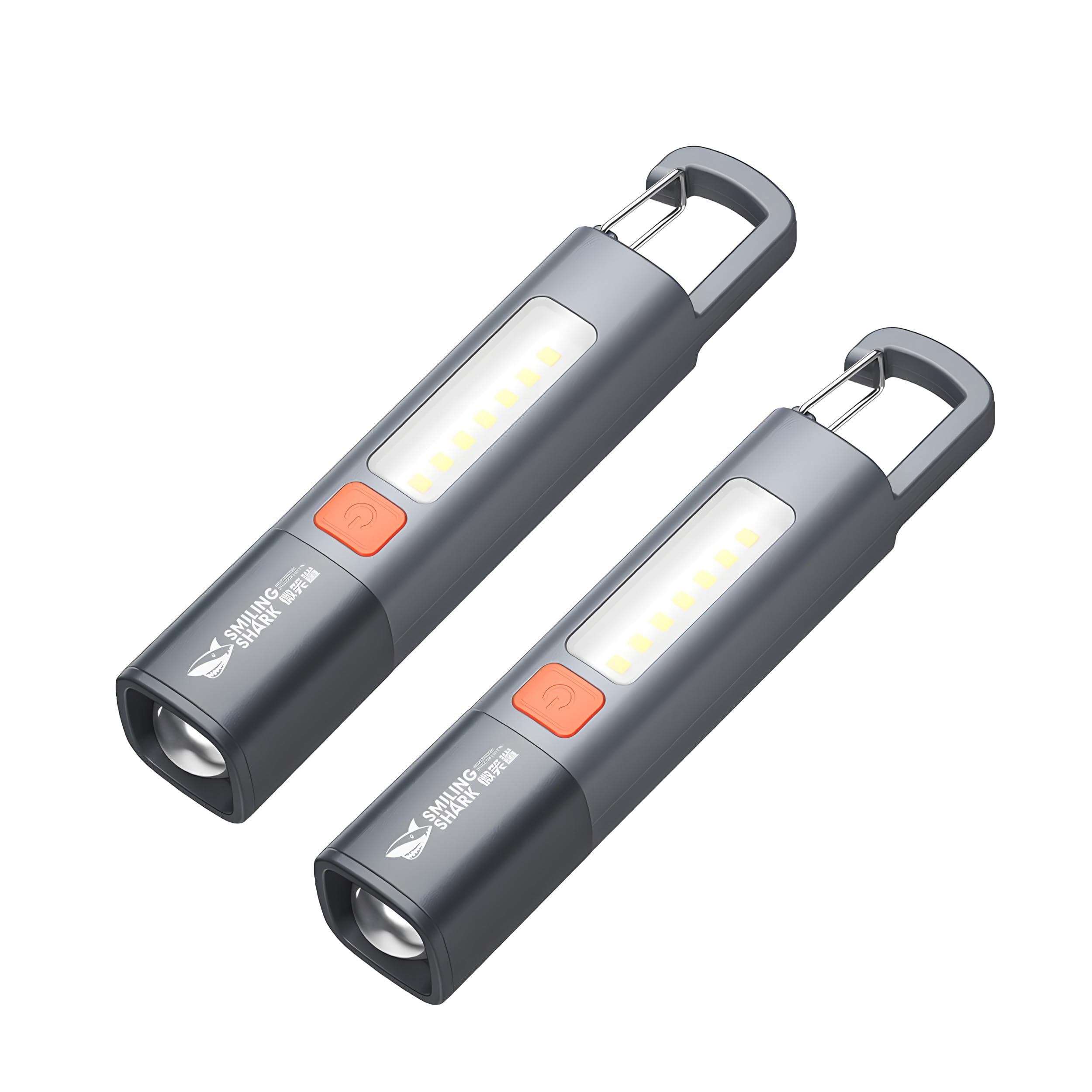 DuBom 1200mAh Portable Torch LED Work Light, COB Zoomable Flashlight, Mini-Rechargeable, Gray, Model DuBom S-Shark 001