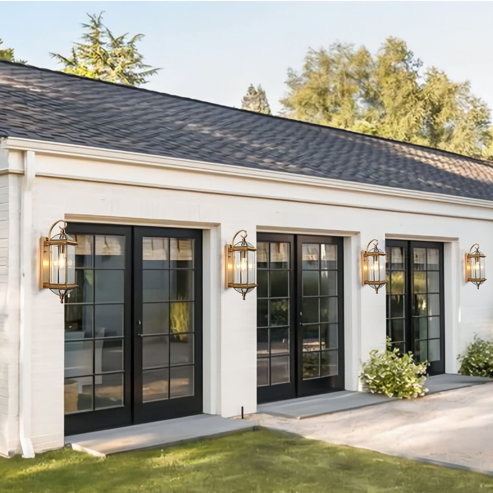 Milaii Copper Exterior Wall Light 20&quot; H Outdoor Light Fixture Waterproof Wall Sconce Oil Rubbed Brass Porch Light With Clear Glass Lantern Wall Mount Lights For House Garage Patio Aisle