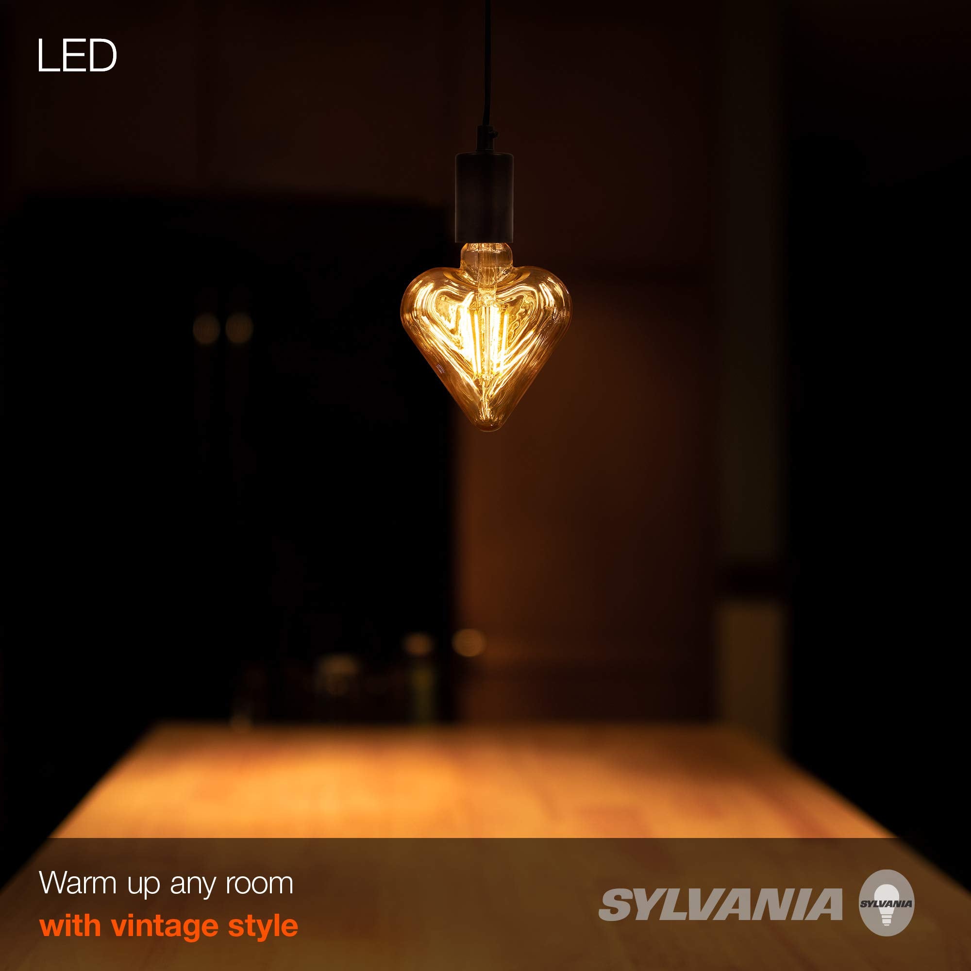 LEDVANCE SYLVANIA Vintage Heart Shaped LED Bulb, 2175K Amber Glow, Copper Finish, 1 Pack