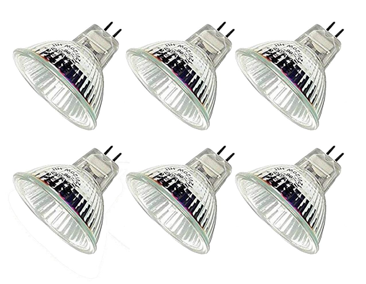 CTKcom MR16 Halogen Light Bulbs - 12V Bi Pin Base, Warm White, Quartz Glass, 20W, 6 Pack