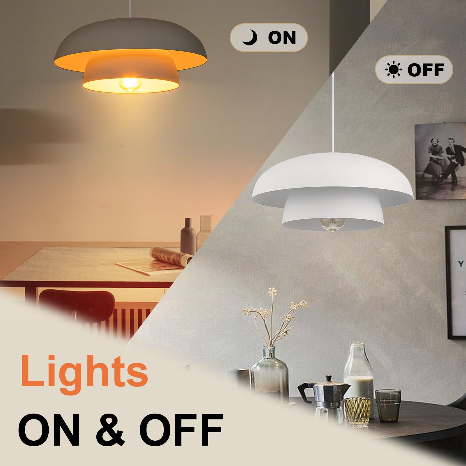 Lingkai 15.7" White Modern Pendant Light Fixtures, Kitchen Lighting Fixtures Ceiling Hanging Light Fixtures, Farmhouse Large Pendant Light For Kitchen Island Lighting Hanging Lamp