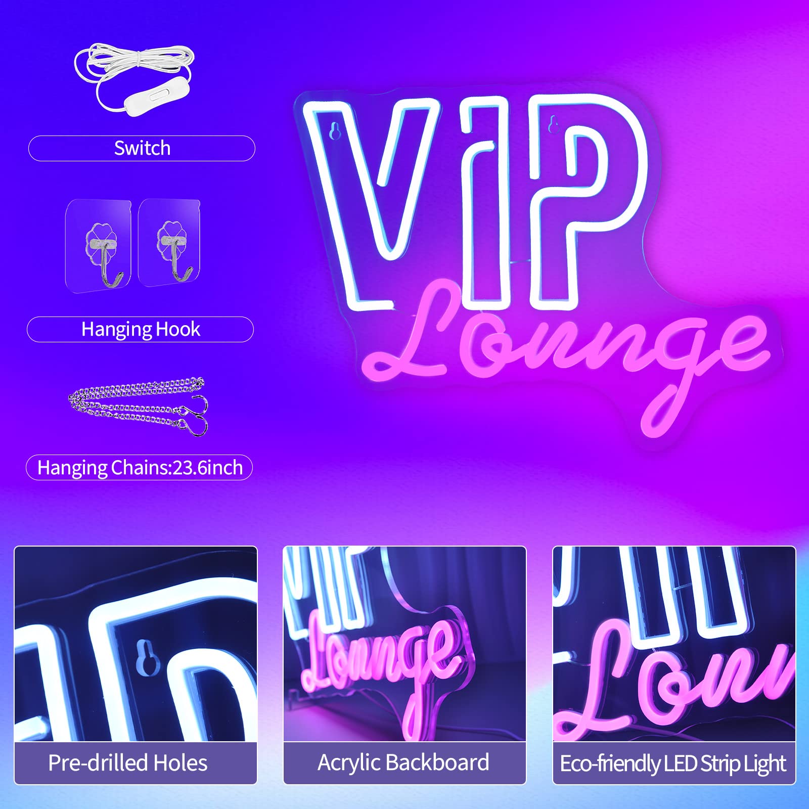 JEDAEMEN LED Neon Light Sign for Wall Decor, USB Powered, White Pink Color, Perfect for Room and Birthday Party Decoration