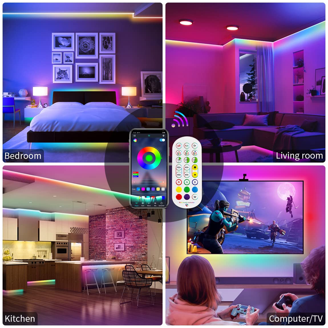 Daymeet Icrgb Led Strip Lights, 32.8Ft Led Lights For Bedroom Usb Smart Bluetooth Led Lights App Control Diy Music Sync Color Ch