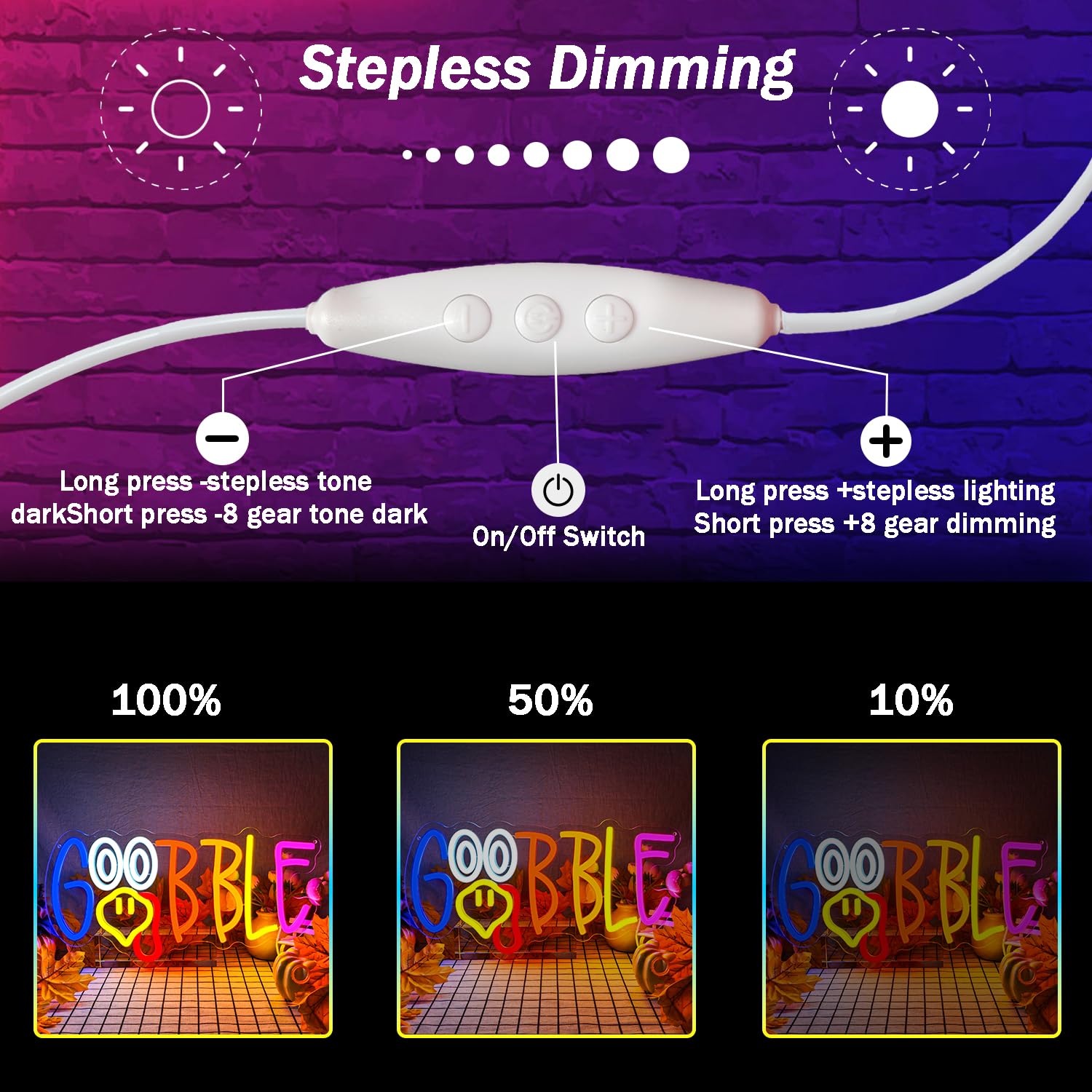 Turkey Neon Sign Thanksgiving Neon Sign For Wall Decor Dimmable Turkey Led Lights Gobble Neon Light Up Sign For Door Wall Art Window Home Party