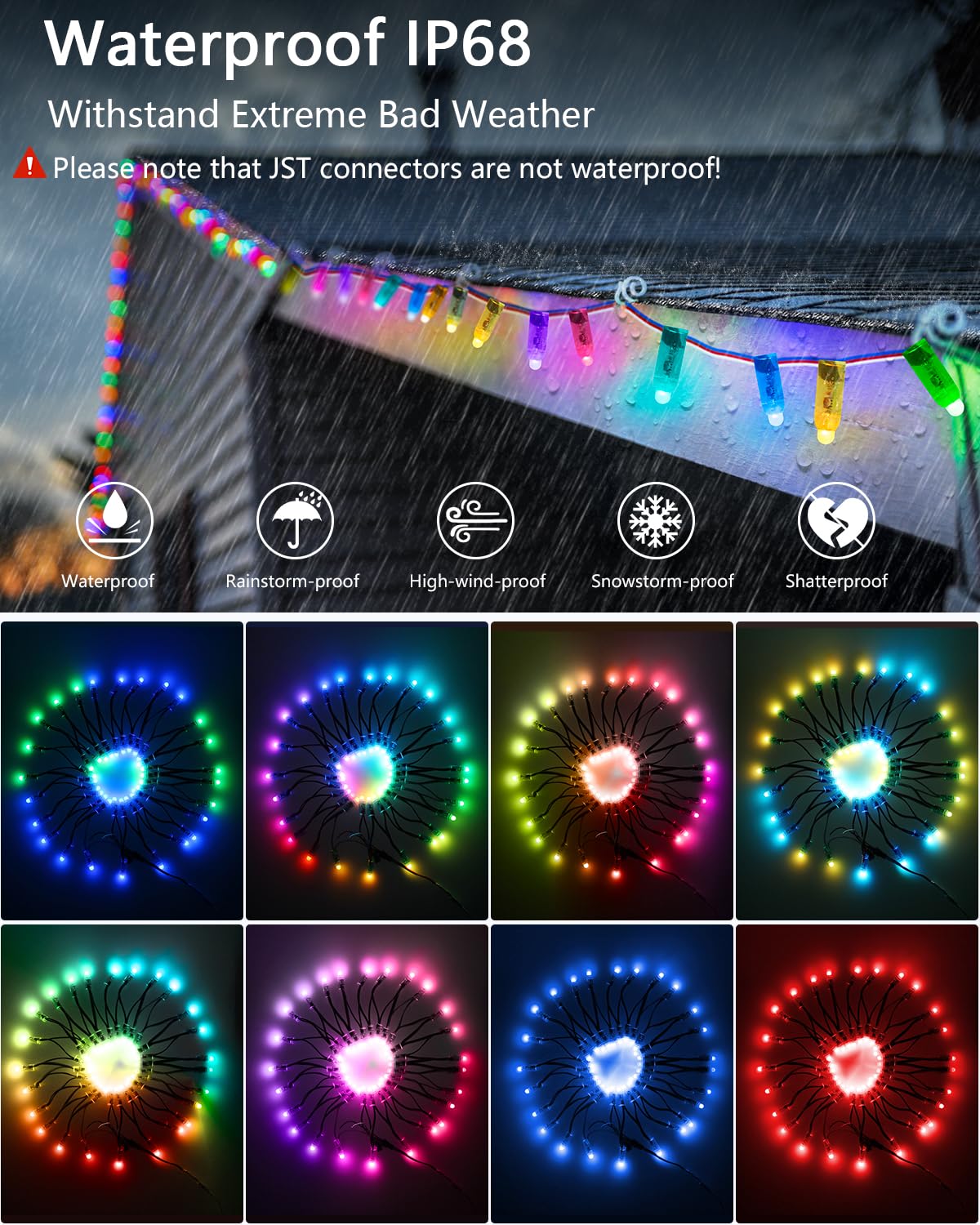ALITOVE WS2811 RGB LED Pixel Light Module, IP68 Waterproof, 5V, 50pcs/Set, 12mm Diffused Round project piece, Plastic