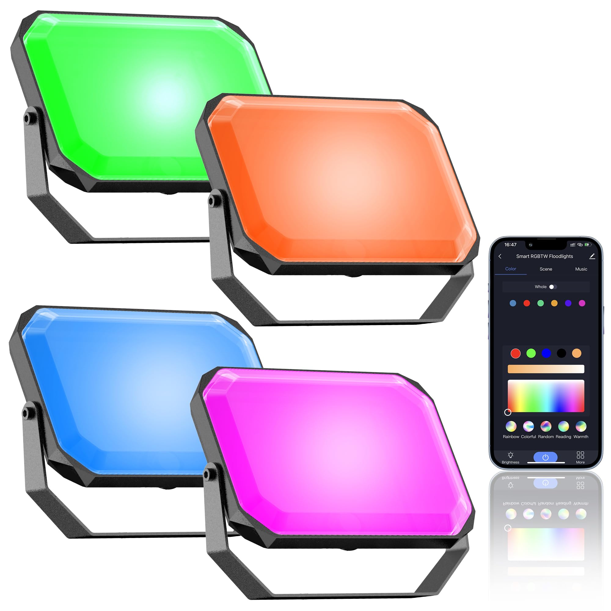 Nopoor Rgb Led Flood Light - Smart Outdoor Landscape Lights, Ip65, App Control, 2700-6500K