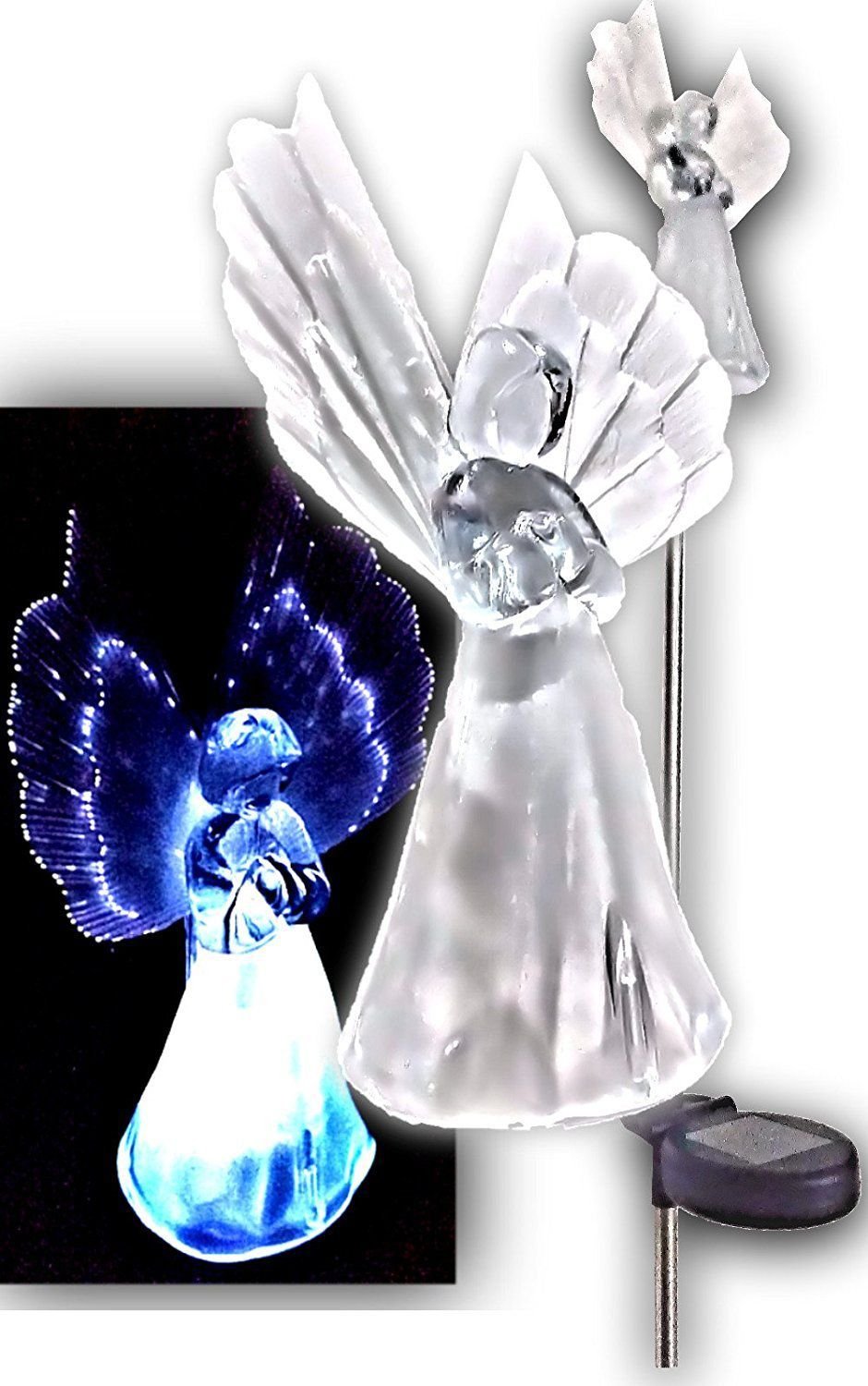Solar Frosty Angel Lights With Fiber Wings (Set Of 2)