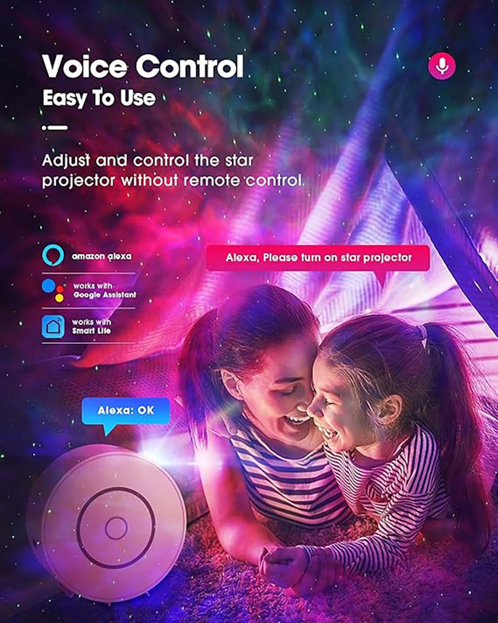 Galaxy Projector for Bedroom, Star Projector,Smart APP Control Memory Setting, Compatible with Alexa & Google Home, for Kids Adu