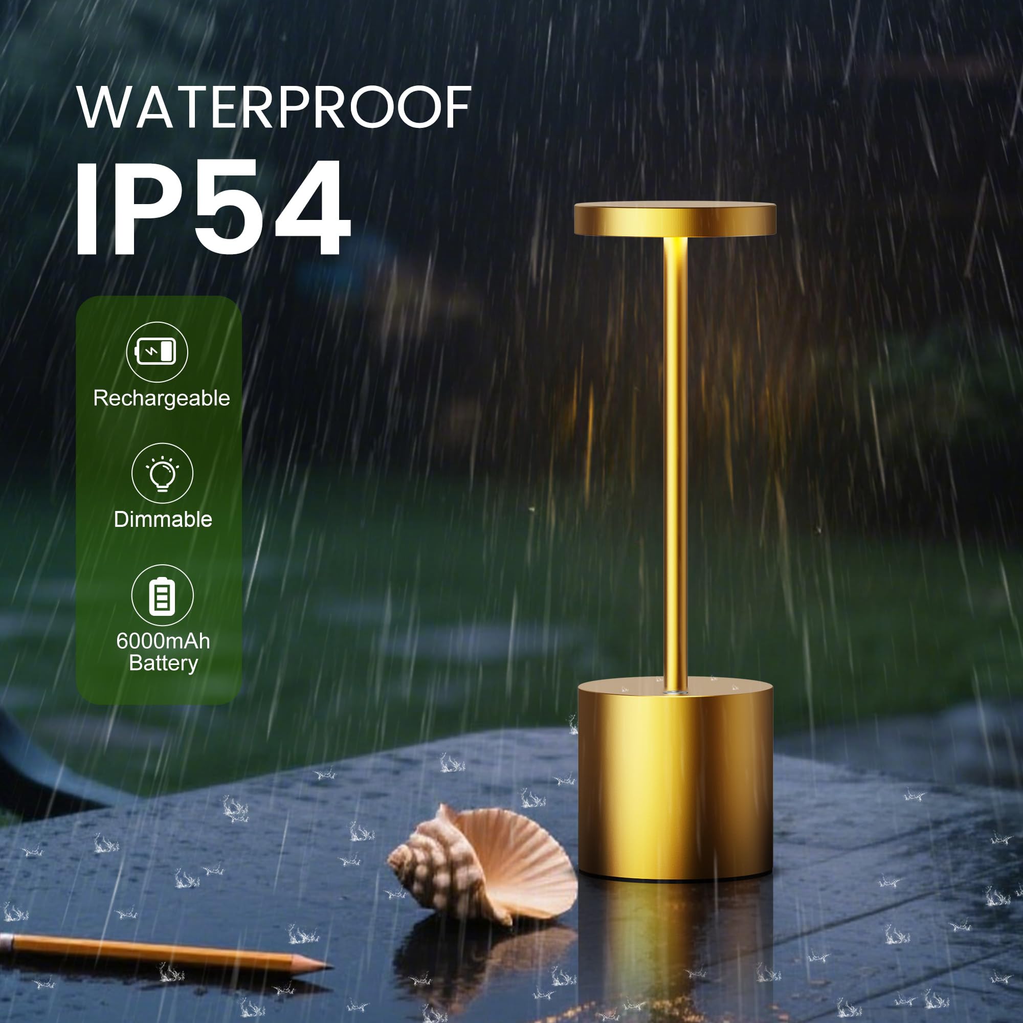 SAKRINGT Cordless Table Lamp Rechargeable, 5000mAh Battery Operated Portable Table Light,Dimming LED Table Lamp for Restaurant/P