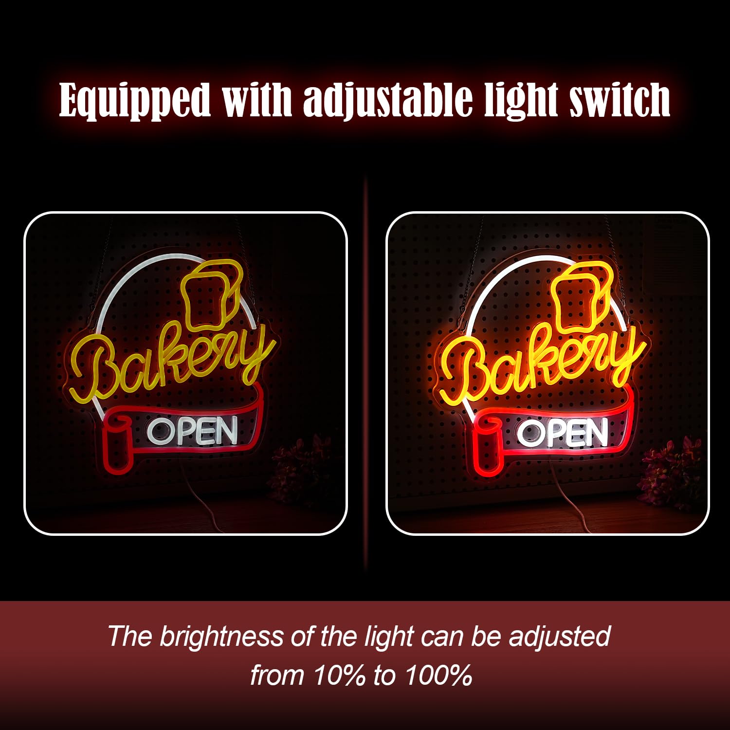 Liuozhtea Dimmable Bakery Open Neon Sign Usb Open Light Up Sign For Wall Decor Brighter Led Bakery Open Neon Light For Bakery Cake Shop Dessert House Business Decor(12.8 * 12.8 In)