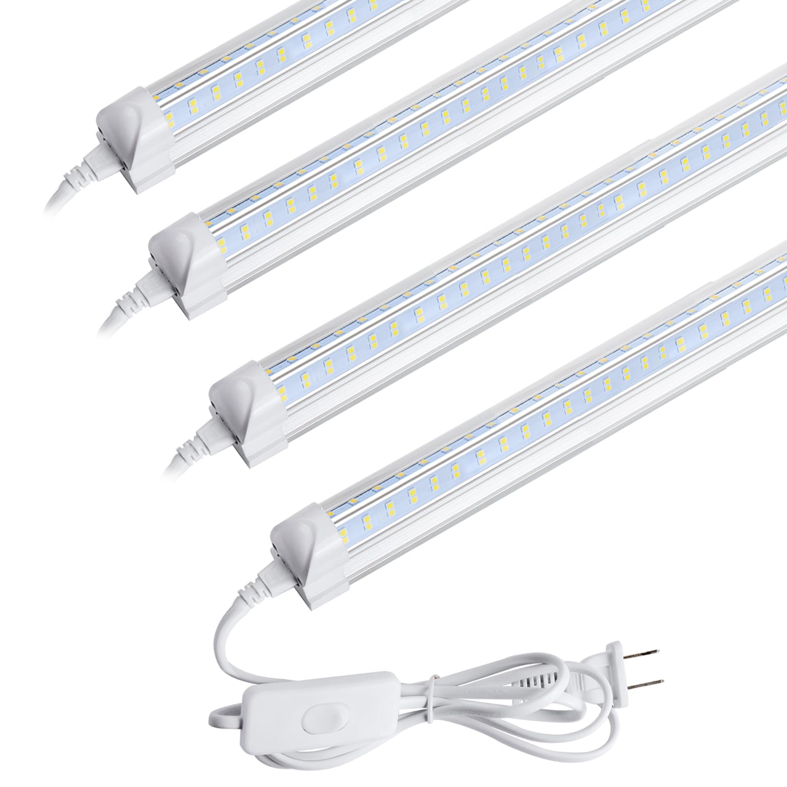 AQIQUUT Led Shop Light, Led Garage Light,2FT 25W 6500K Daylight 3200LM Linkable Clear Cover Integrated V-Shape for Shop Under Ca