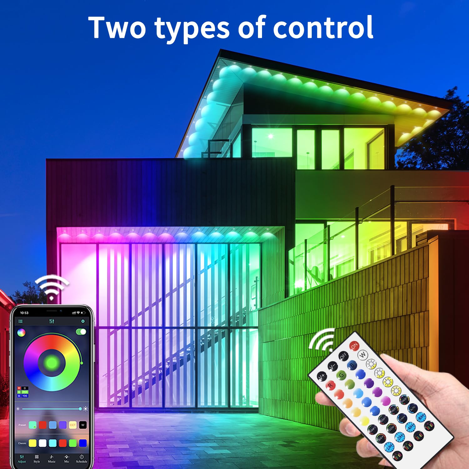 Yocrostar 300Ft Permanent Outdoor Lights,Rgb Eaves Lights With App Control Remote,Diy Ip67 Waterproof Under Eave Lighting,Outsid