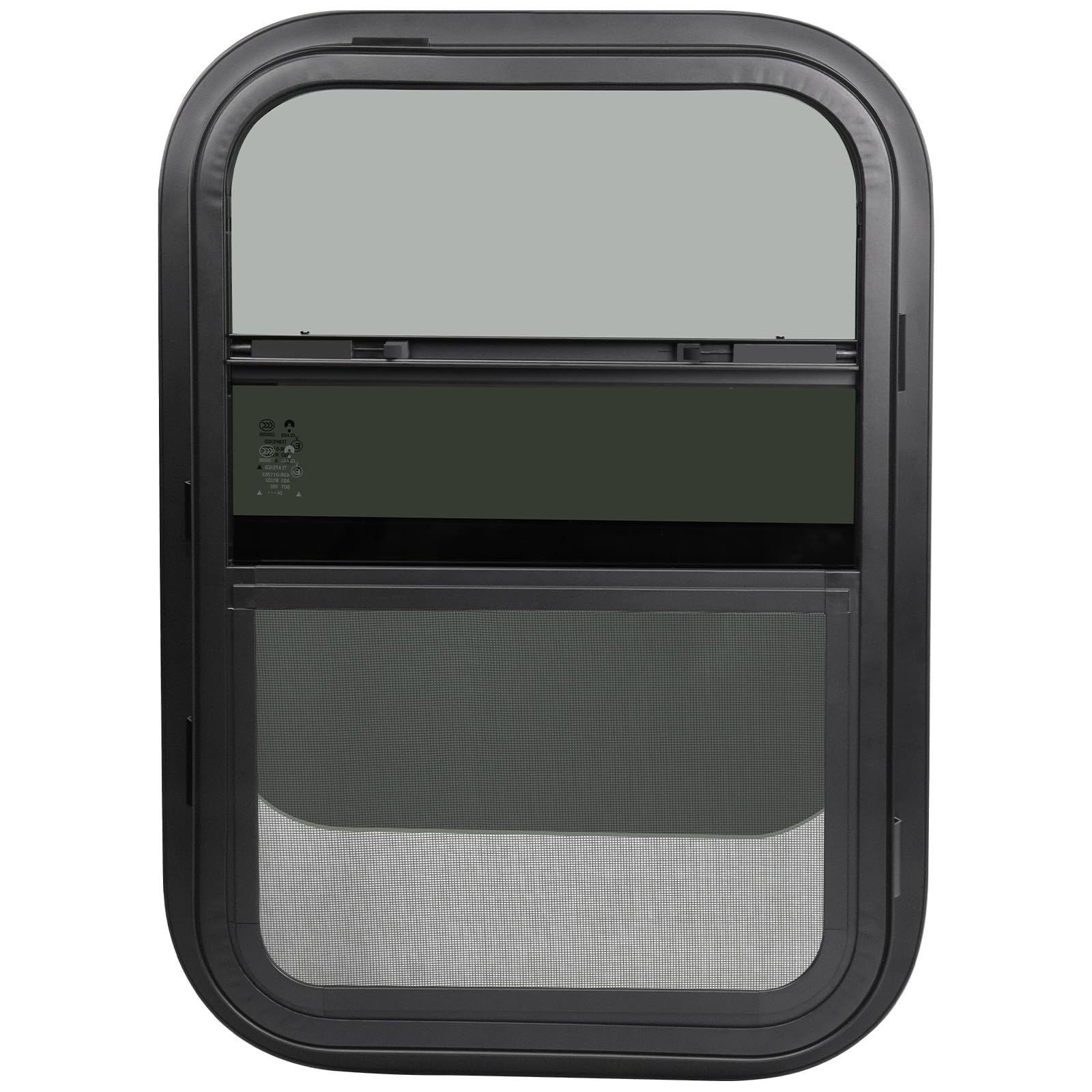 NOVINO RV Windows Replacement for Cargo Trailer, 15inW x 22inH, Vertical Sliding, Black, Model NRW-004, Fits 15/16in or 1-3/8in