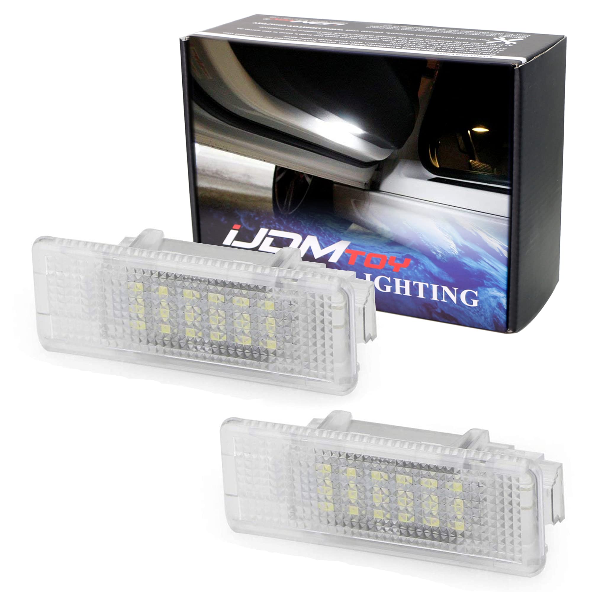 iJDMTOY Xenon White LED Step Courtesy Lights Compatible With BMW E39 5 Series  E53 X5  Z8  Powered by 3W 18-SMD LED Lights  Replace OEM Footwell  Side Door Lamps