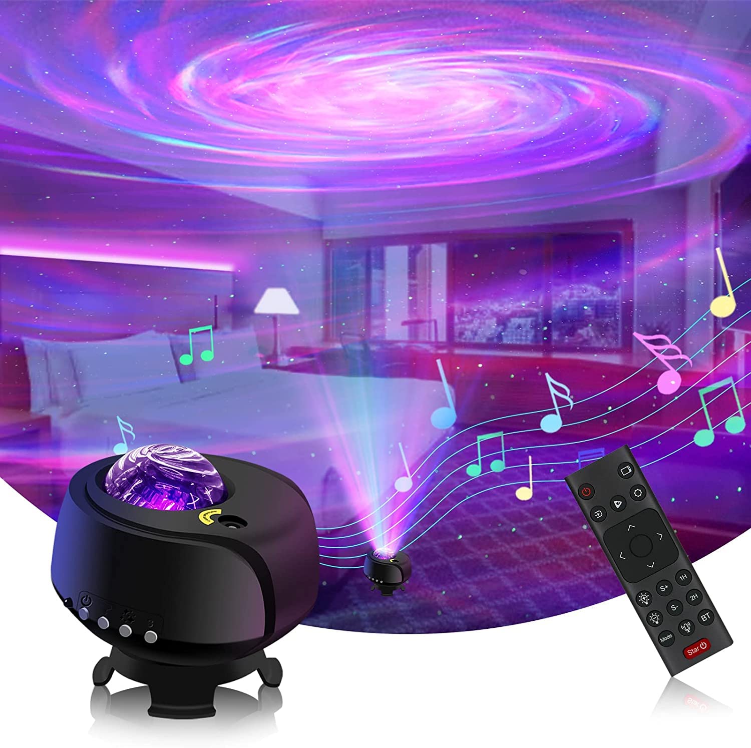 Star Projector, Auroral Galaxy Night Light, With Changing Nebula And Galaxy Shapes Galaxy Night Light