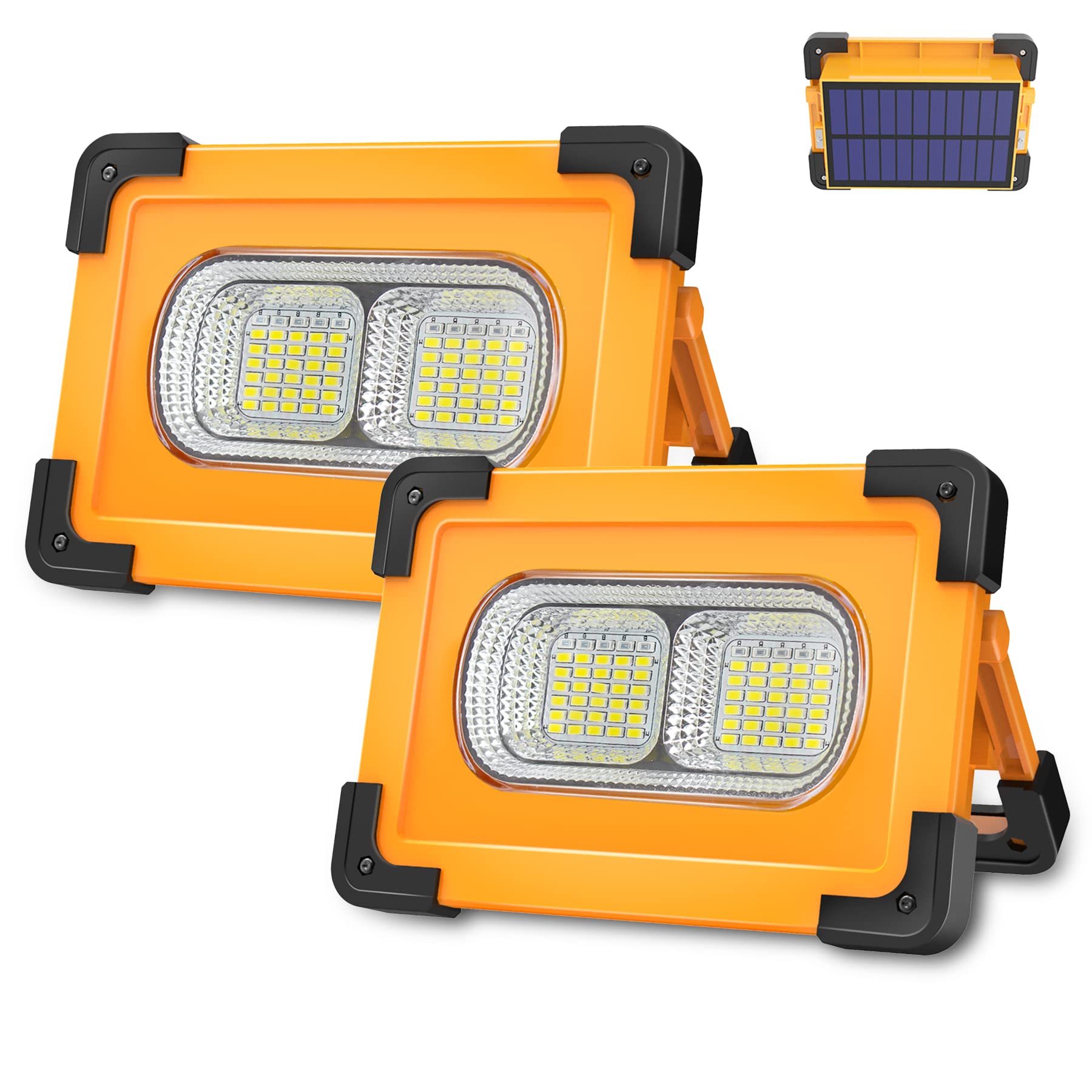 T-SUN 80W Solar Work Lights, Portable Waterproof LED, 4 Modes, 2 Pack, Aluminum