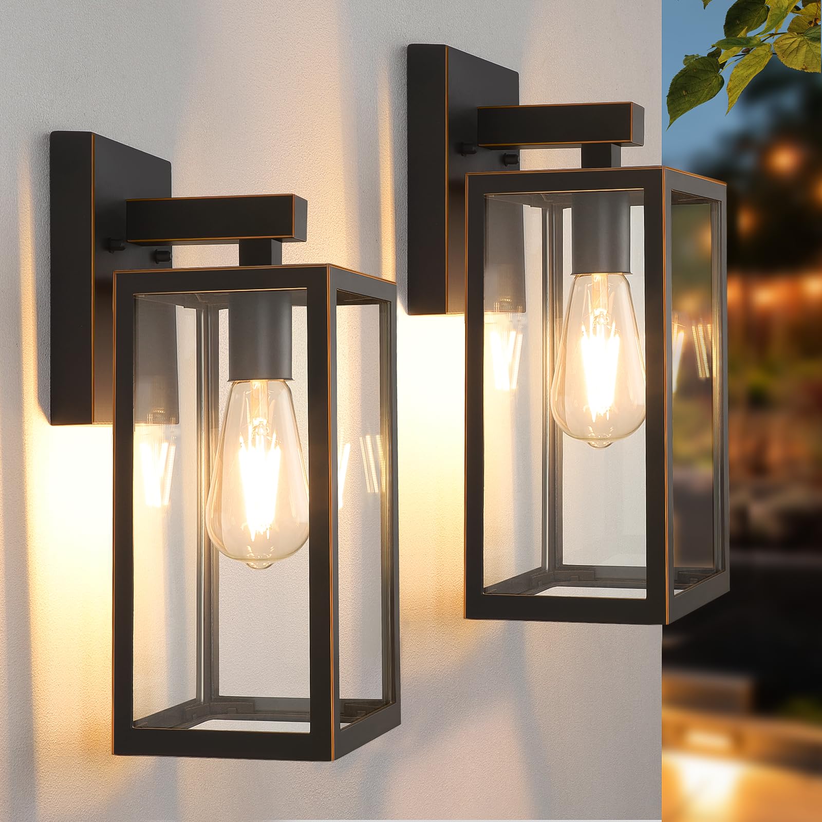 MAXvolador Outdoor Wall Sconce, Waterproof Lantern Light Fixture, Aluminum, Oil-Rubbed Bronze, Large, Model 2032T, 2 Pack
