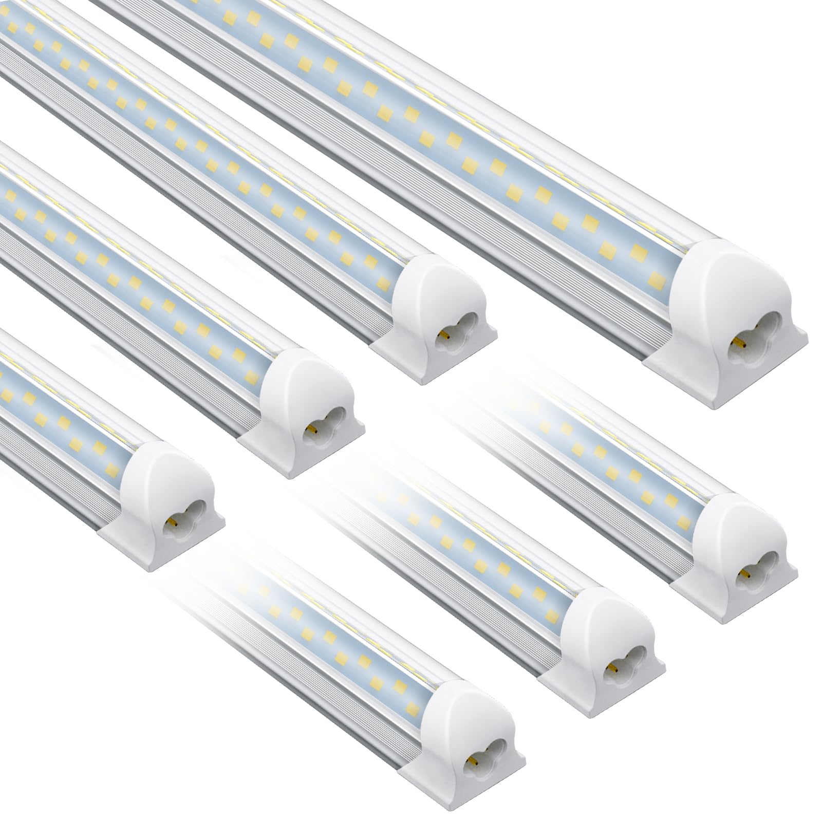 YULINKCO (6 Pack) 4FT Shop Light, T8 V-Shape Linkable LED Tube Lights, 6300LM 6500K 45W Integrated Lighting Fixture with ON/Off 