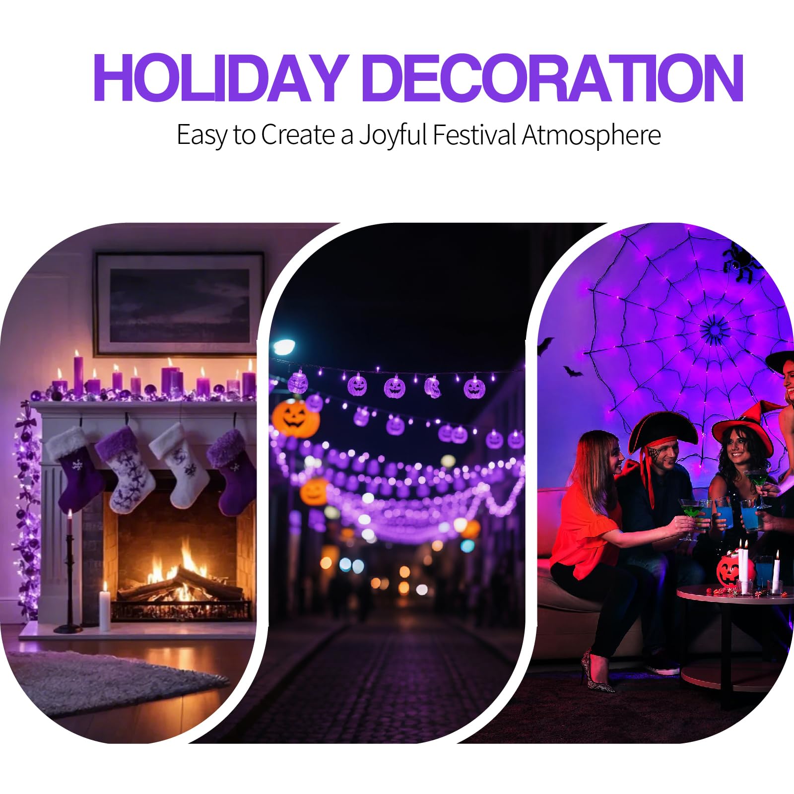 Chysuper 25 Pack C7 Replacement Bulbs  Dark Purple Led Halloween Light Bulbs  E12 Candelabra Base For Christmas Thanksgiving Xmas Tree Holiday Patio Outdoor String Lights Decor