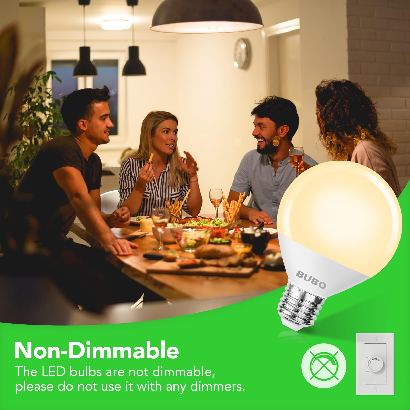 Bubo Vanity Light Bulbs For Bathroom Over Mirror, 60 Watt Equivalent, Soft White 2700K, 7W G25 Globe Light Bulb 800 Lumens, Roun